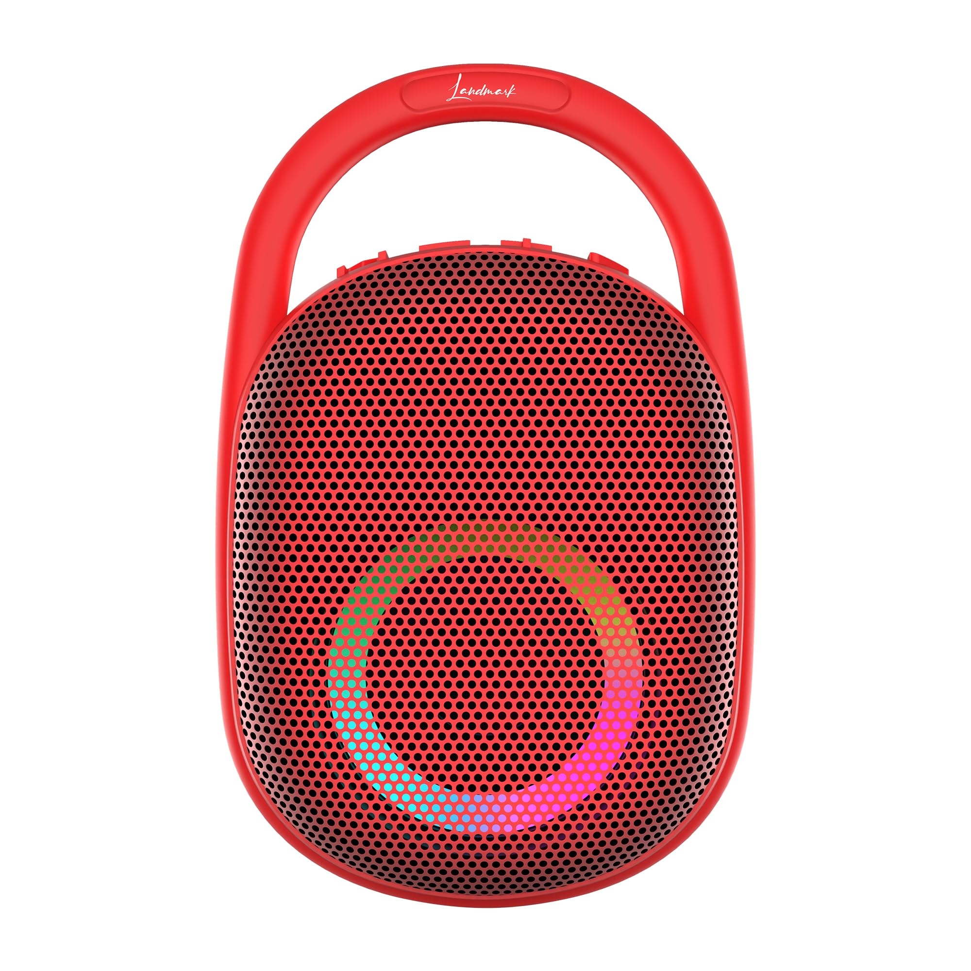 LANDMARK LM BT1102 Metal Grill Portable Wireless Speaker with 5W Immersive Sounds, RGB Lights, Bluetooth5.0, Up to 8hrs Total Playtime, Type C Fast Charging Port and Multi-Connectivity Modes (Red)