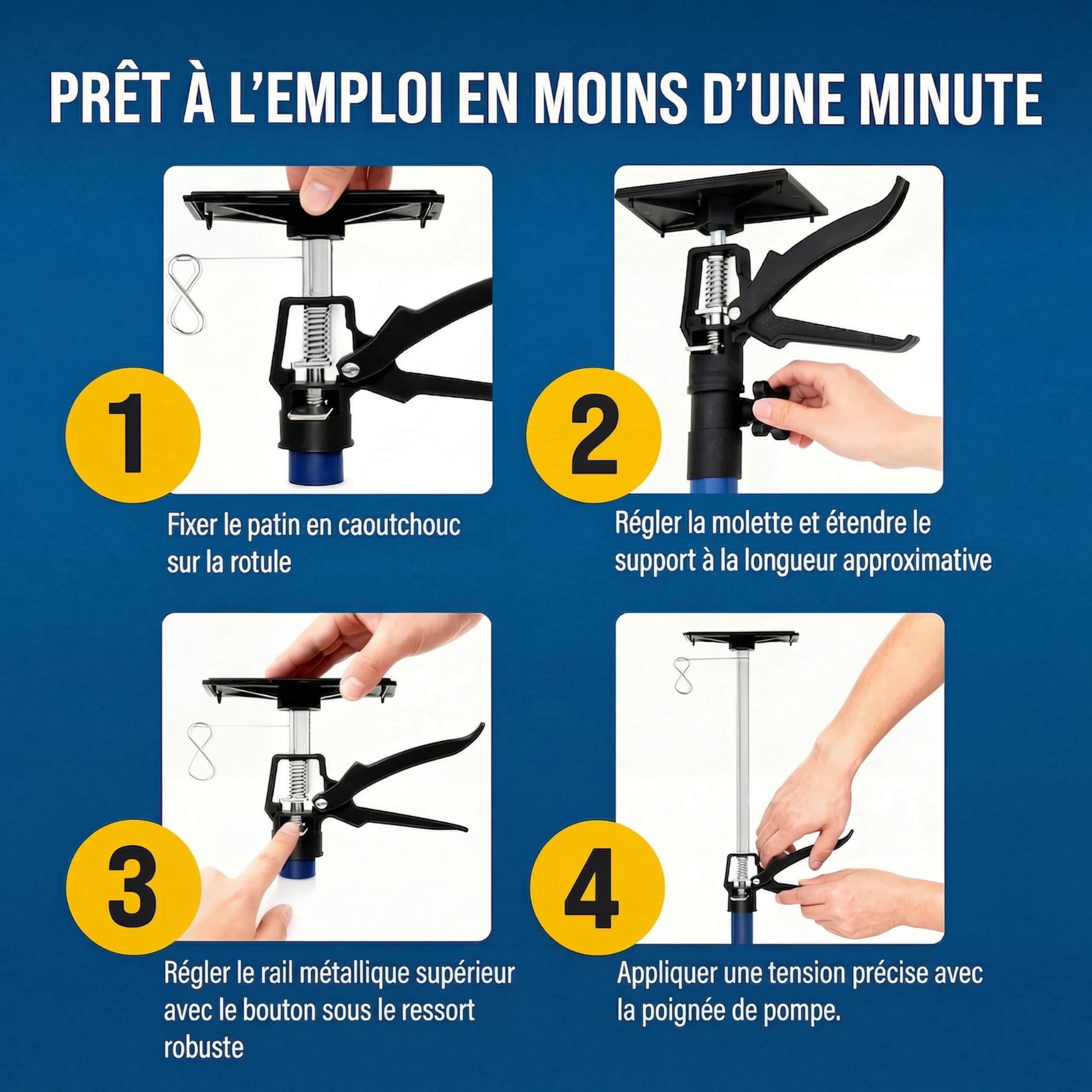 MONZANA® Set de 4 étai de porte/soutien acier réglable en hauteur 115-290cm max. 30kg bricolage atelier maison garage étai soutien télescopique