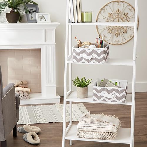 Miniatura 4 de DII Contenedor de almacenamiento de poliéster no tejido, 11 x 11 x 5.5 pulgadas, gris Chevron, 2 piezas