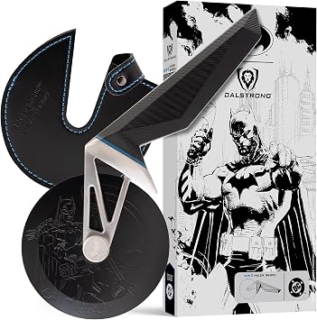 Dalstrong Pizza Wheel - BATMANTM Edition - Shadow Black Edition - Heavy-Duty German Steel - Black Titanium Pizza Cutter - G10 Handle - Detachable DC Artwork Blade - Collectible Razor Sharp