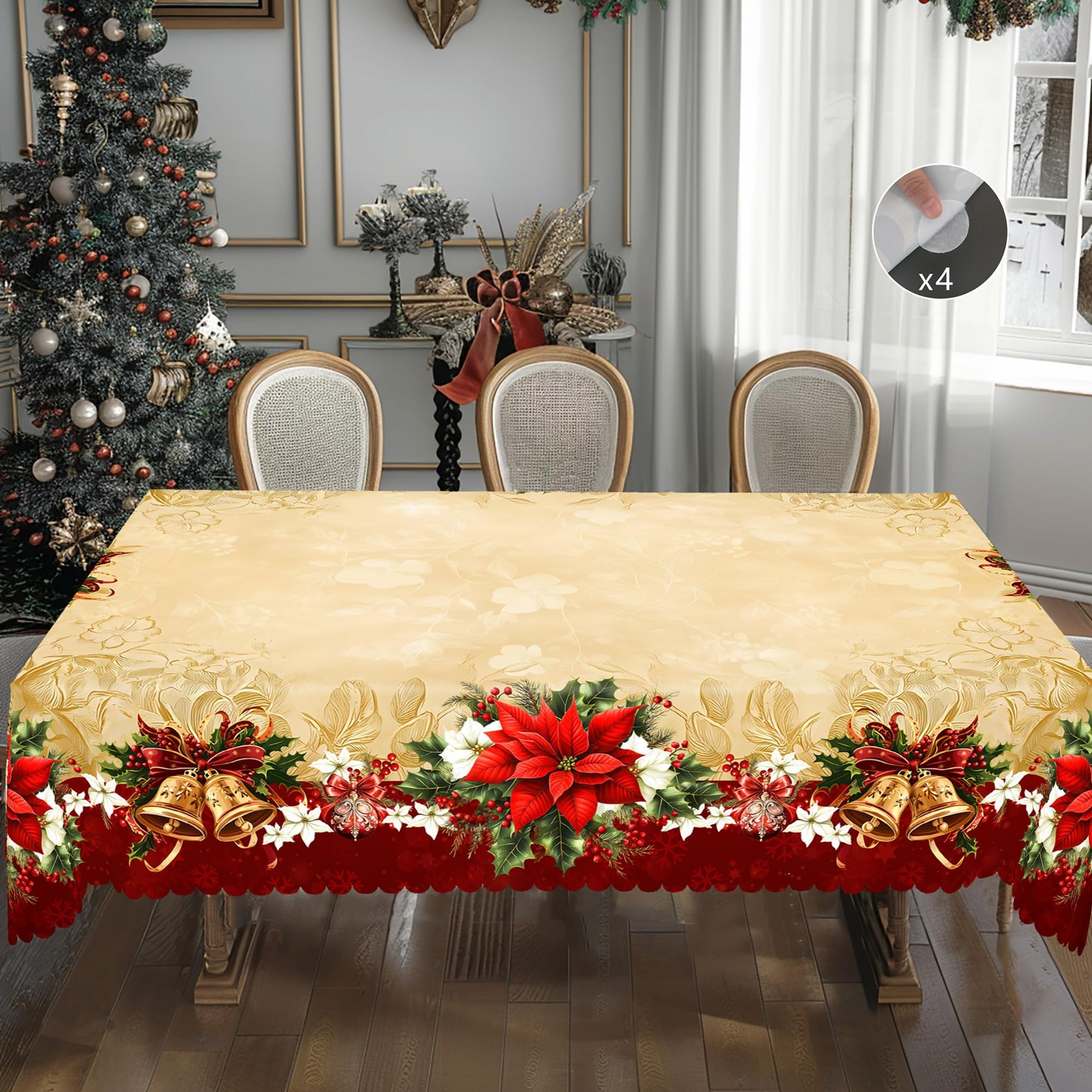Mantel Navideño Mantel navideño Estampado de 1 Pieza, Estilo rústico Retro, diseño Floral(140X180Cm)