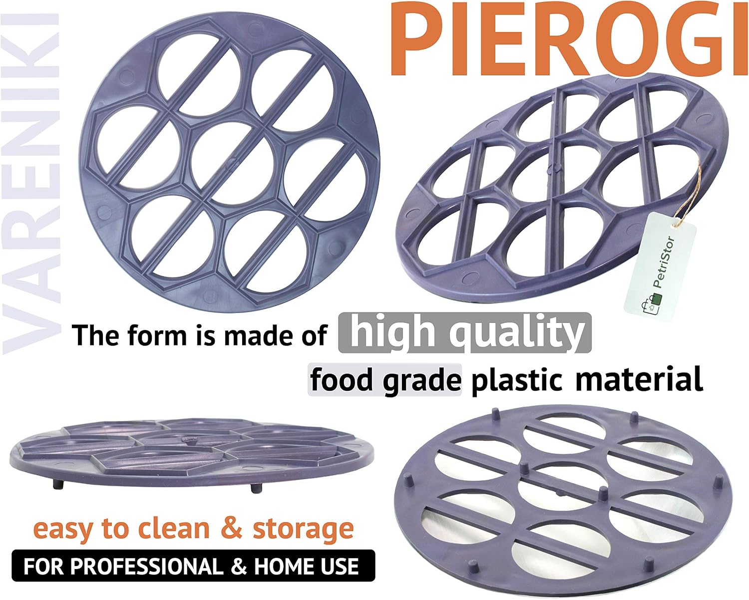 PetriStor Dumpling Maker – Vareniki and Dumpling Mold - Russian Ukraine Vareniki Pelmeni Ravioli Plastic Mold - Dumplings Ravioli Vareniki Maker Machine –Vareniki Ravioli Pierogi