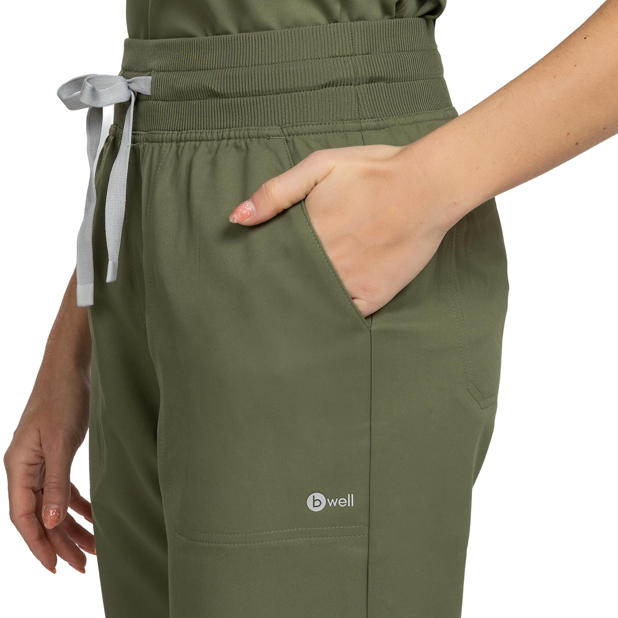 B-well Aurelia Pantalon médical droit, antimicrobien, anti-odeur, infroissable, 6 poches et taille réglable