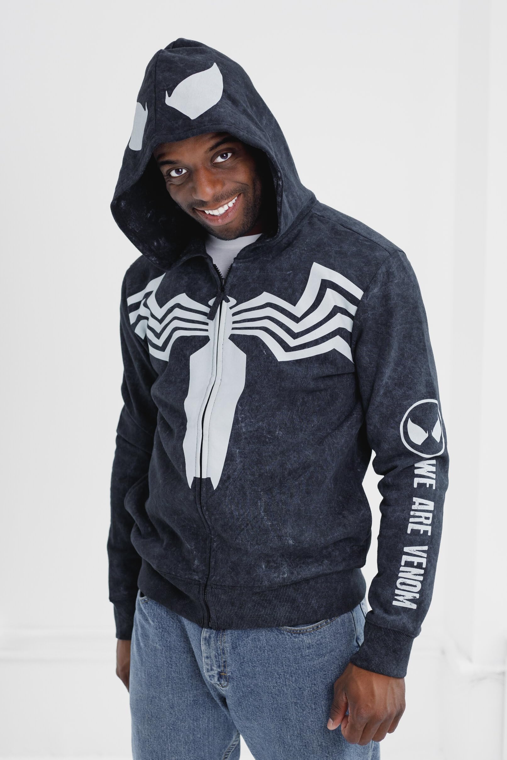 Marvel Spider-Man polarowa dopasowana rodzinna bluza z kapturem z zamkiem błyskawicznym cosplay rozmiary dla malucha do dorosłych (2T-2XL)