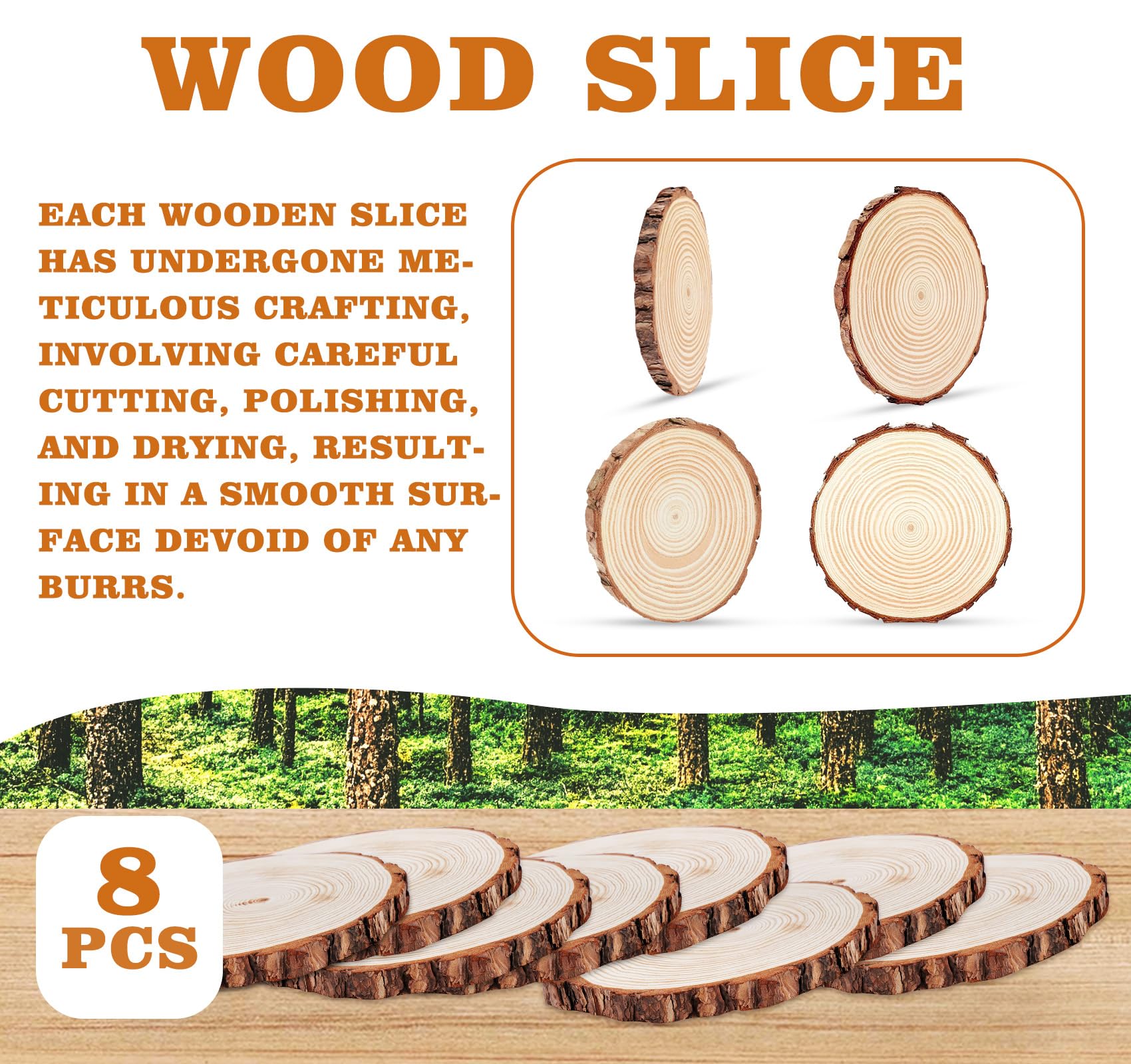16er Set Holzscheiben 20 cm Durchmesser, Baumscheiben Naturholz mit Rinde, 15 mm Dick, Runde Holzscheiben zum Basteln, Ungebohrt für DIY, Lasergravur, Hochzeit, Tischdeko & Holzscheiben Deko