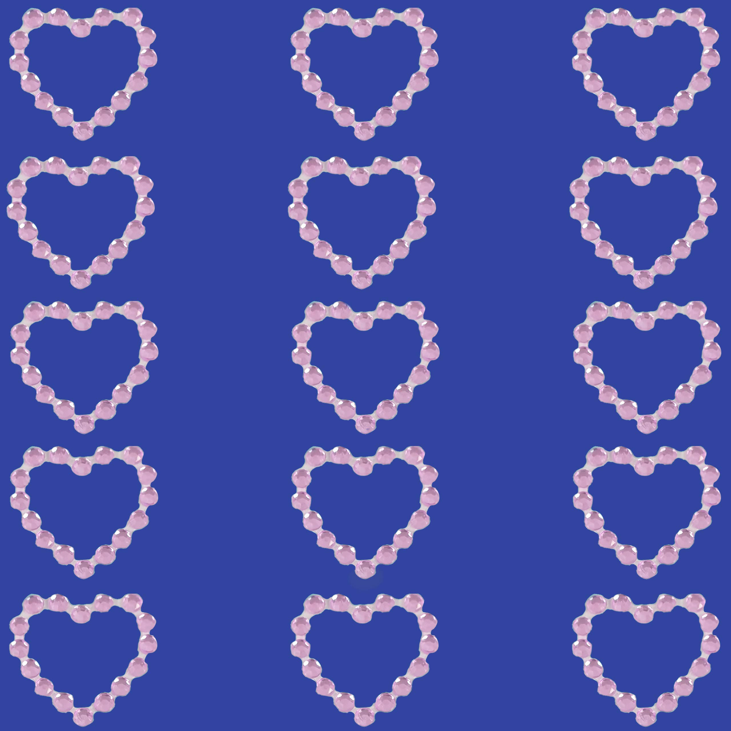 Pebble Eleven Pink 1.8Cm Diamante Heart Stickers – Self Adhesive 3D Love Heart Rhinestone Gem Craft Stickers, 15Pcs (Pink)