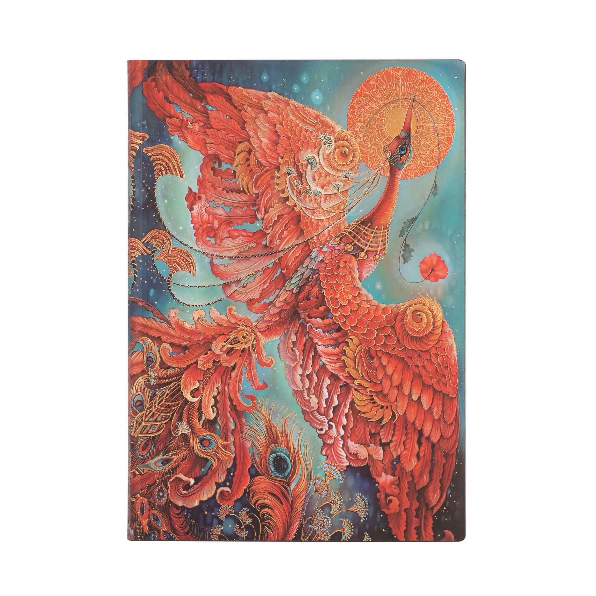 Firebird (Birds of Happiness) Midi Unlined Journal: Flexi softcover, 100 gsm, ribbon marker, memento pouch, book edge printing, no closure