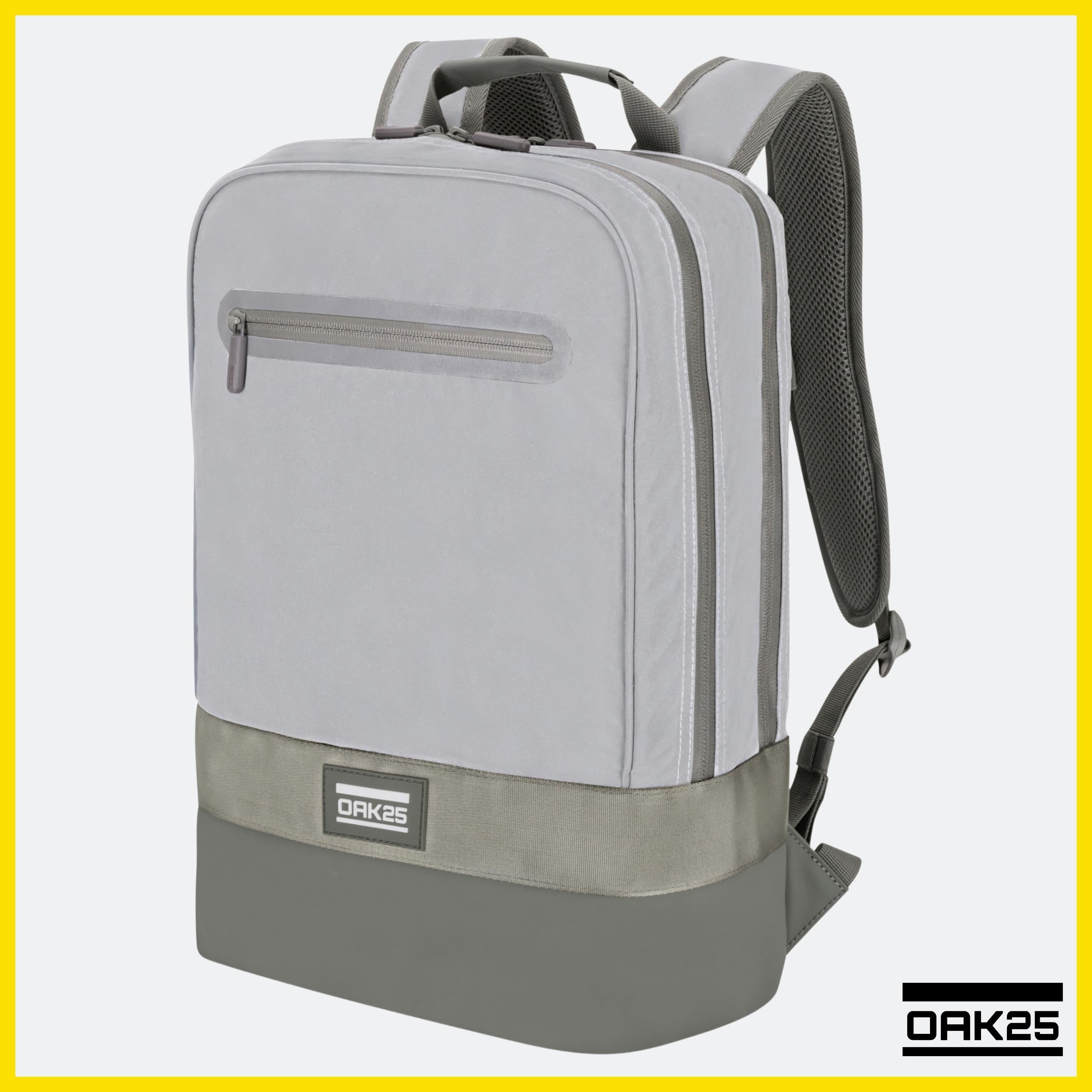OAK25 Rucksack Damen & Herren - Luminant Bag - Reflektierender & Funktionaler Backpack für Uni, Arbeit, Sport, Reisen, Freizeit - 16 Zoll Laptop Fach - Wasserabweisend