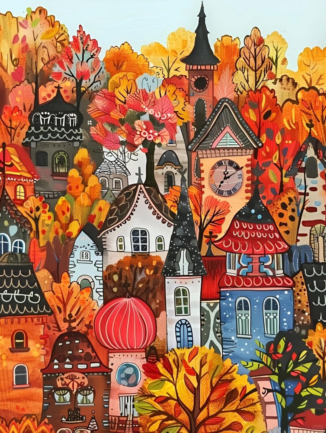 Rqwybcaxn Z Seed Bead Embroidery Kits Fantasy Town 40X50cm