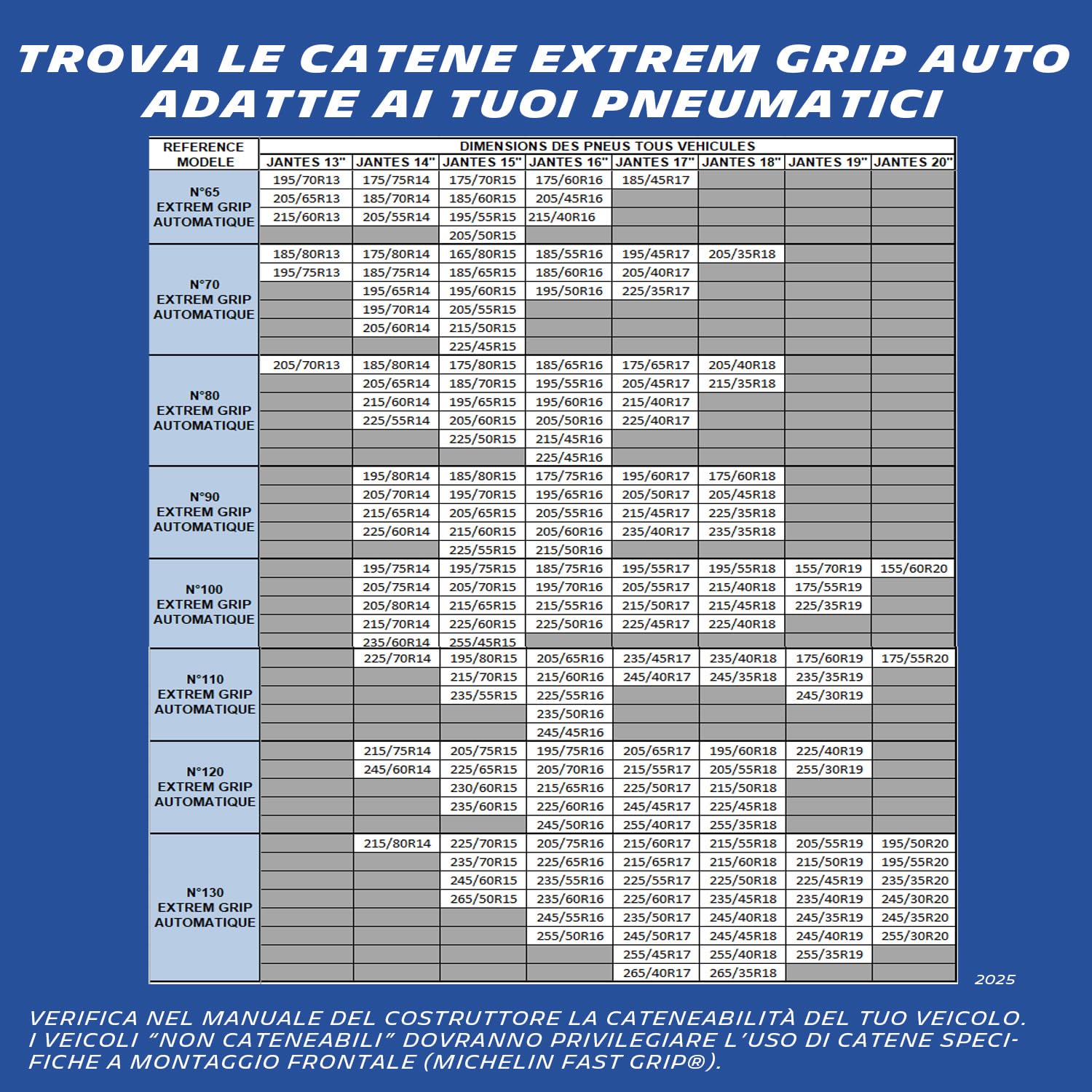 MICHELIN Catene da Neve Extrem Grip Automatic 130 9mm Maglie Rombo ABS ESP Montaggio Rapido