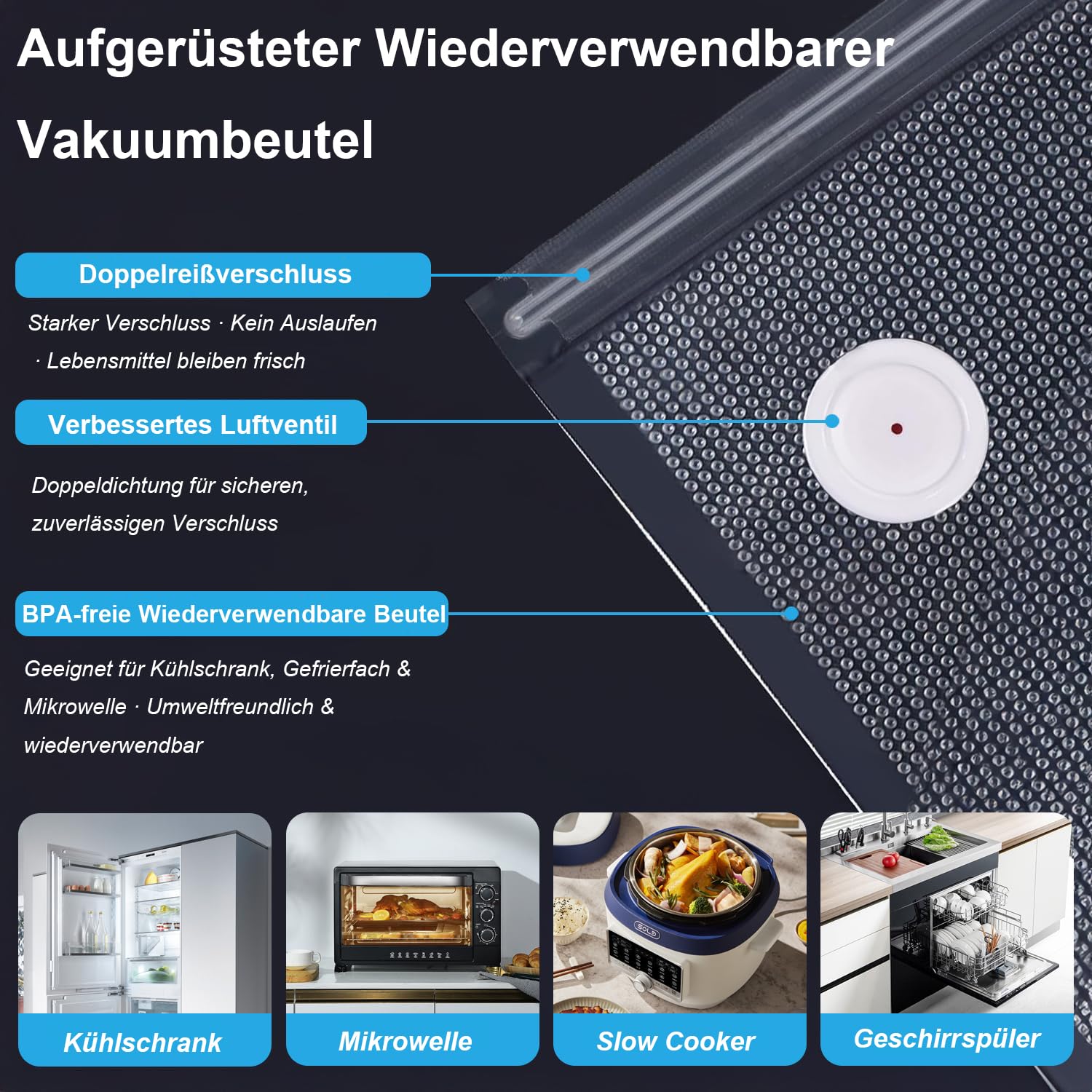VakuumiergeräT-Solite's Hand Vakuumierer Mit Usb-Aufladung|Solite VakumierergeräT FüR Lebensmittel Mit 25 StüCk Wiederverwendbaren Vakuumierbeuteln Kompakter KüChenhelfer