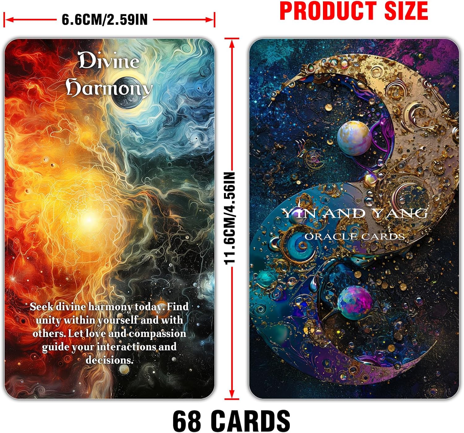 Yin and Yang Oracle Cards, 68 Karma Connection Oracle Deck for Beginner with Meanings on Them, Evaluate Emotions, Relationships, Career, Health, Life (Black) - Image 4