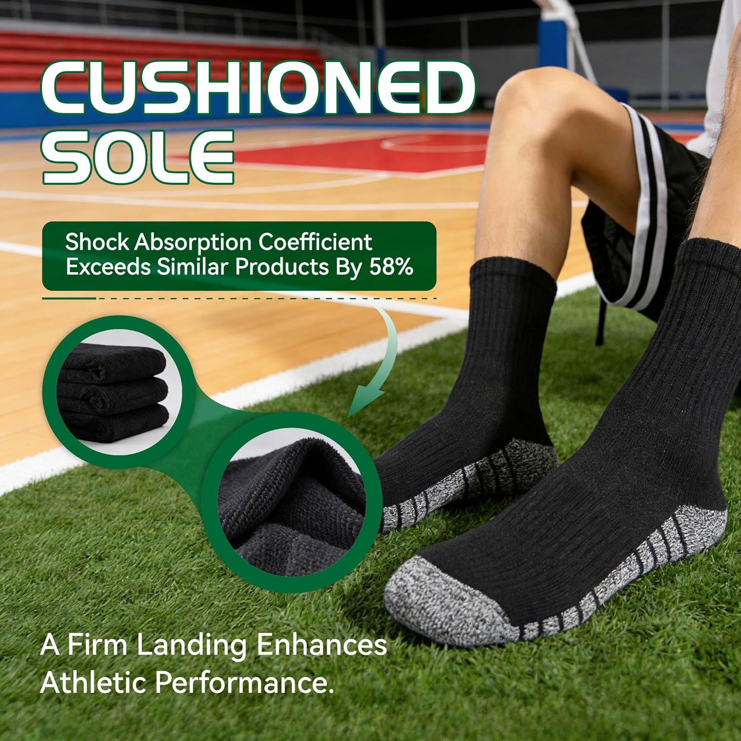 Men's Crew Socks, White Socks Men,Cushioned Cotton Athletic Arch Support Moisture Wicking,1-Pairs Premium Trial Pack - Image 2