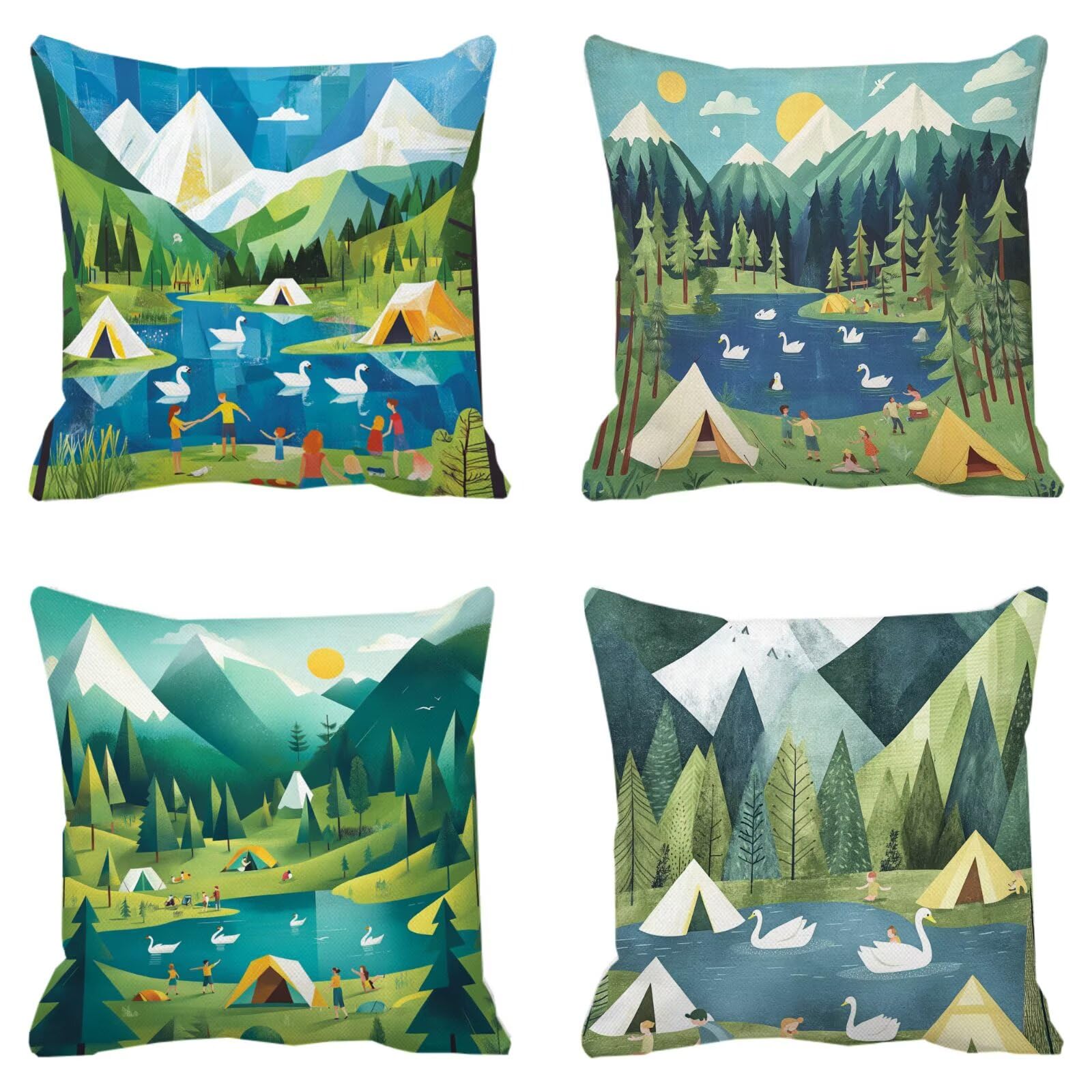 Coussin de jardin extérieur super doux lot de 4 taies d'oreiller grand format