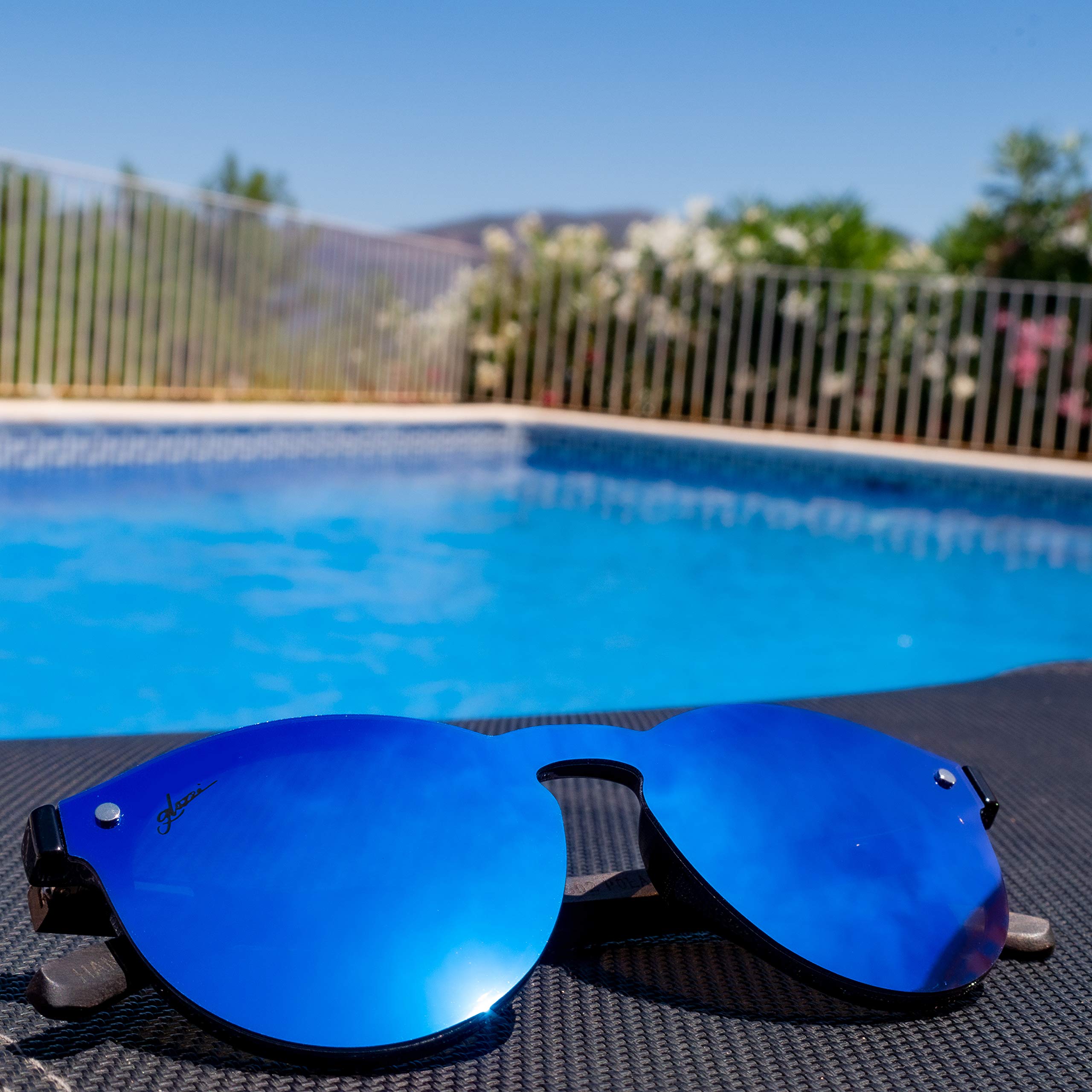 Sonnenbrille Damen Holz Polarisiert UV400 Rund mit Holzbügeln und Brillenetui aus Kork