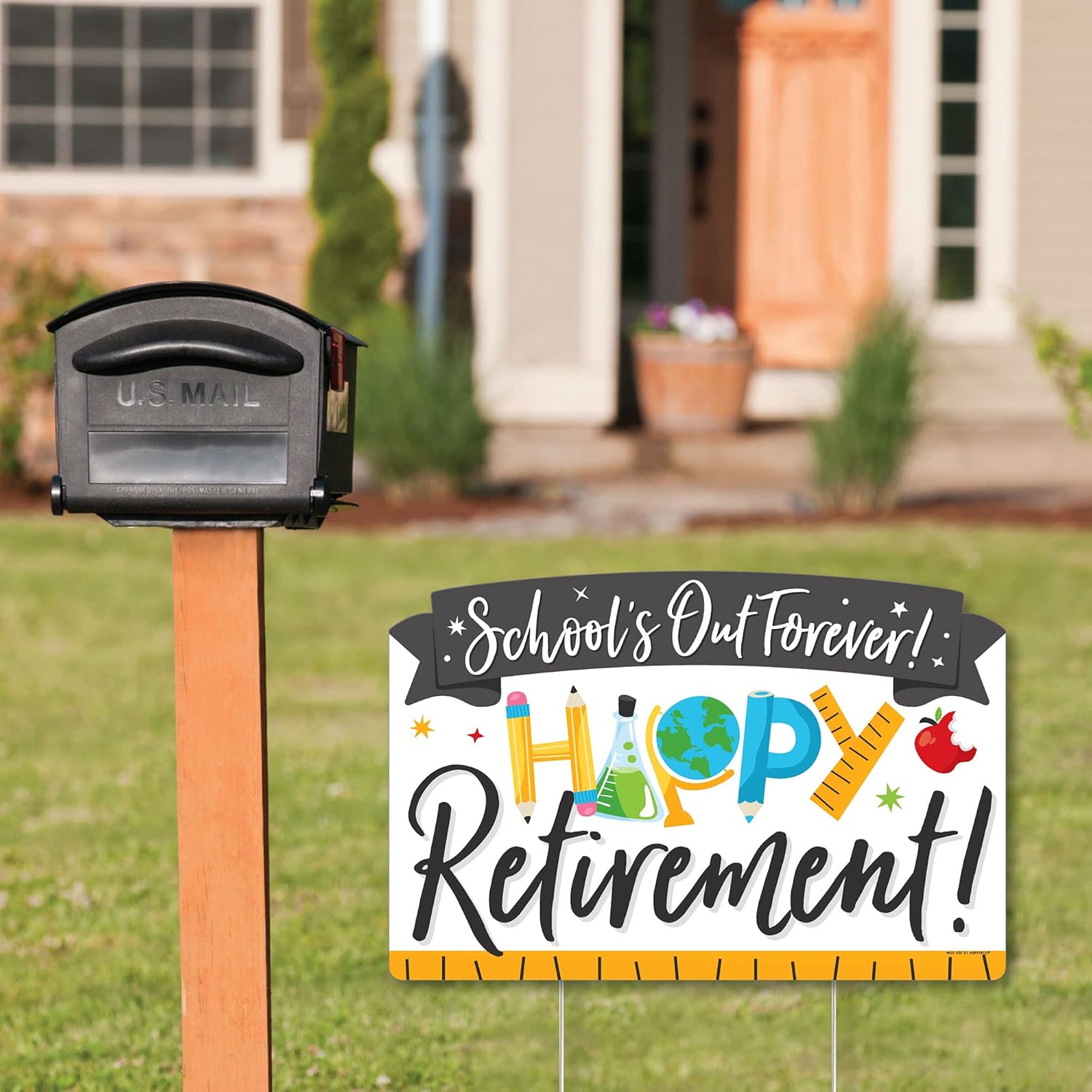 Big Dot of Happiness Teacher Retirement - Happy Retirement Party Yard Sign Lawn Decorations - Schools Out Forever Party Yardy Sign