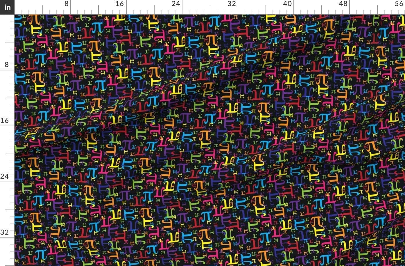 Spoonflower Fabric - Pi, Nerd, Black, Rainbow, Math, Science, Mathematics, Stem, Geek Printed on Organic Cotton Sateen Fabric by The Yard - Sewing Quilting Apparel Home Decor