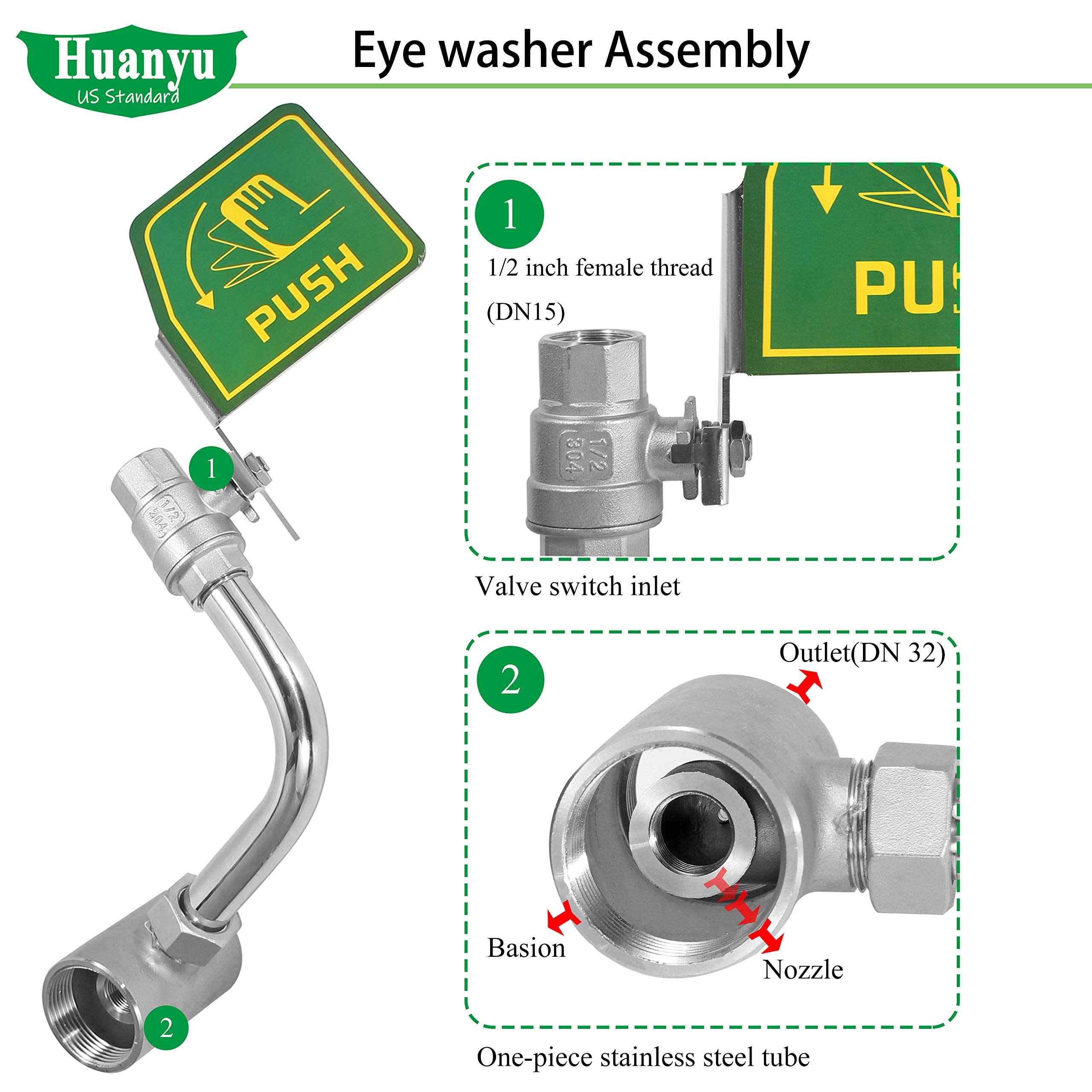 Station de lavage des yeux d'urgence murale pour sèche-linge – Station de lavage des yeux à double tête de pulvérisation en acier inoxydable | Équipement de sauvetage efficace pour le lavage des