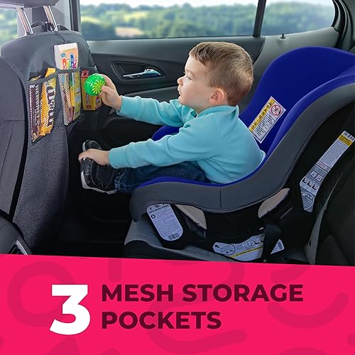 Miniatura 4 de Todays Kids Paquete de 2 protectores de asiento de automóvil para niños, funda de asiento trasero de automóvil resistente para niños, organizador de