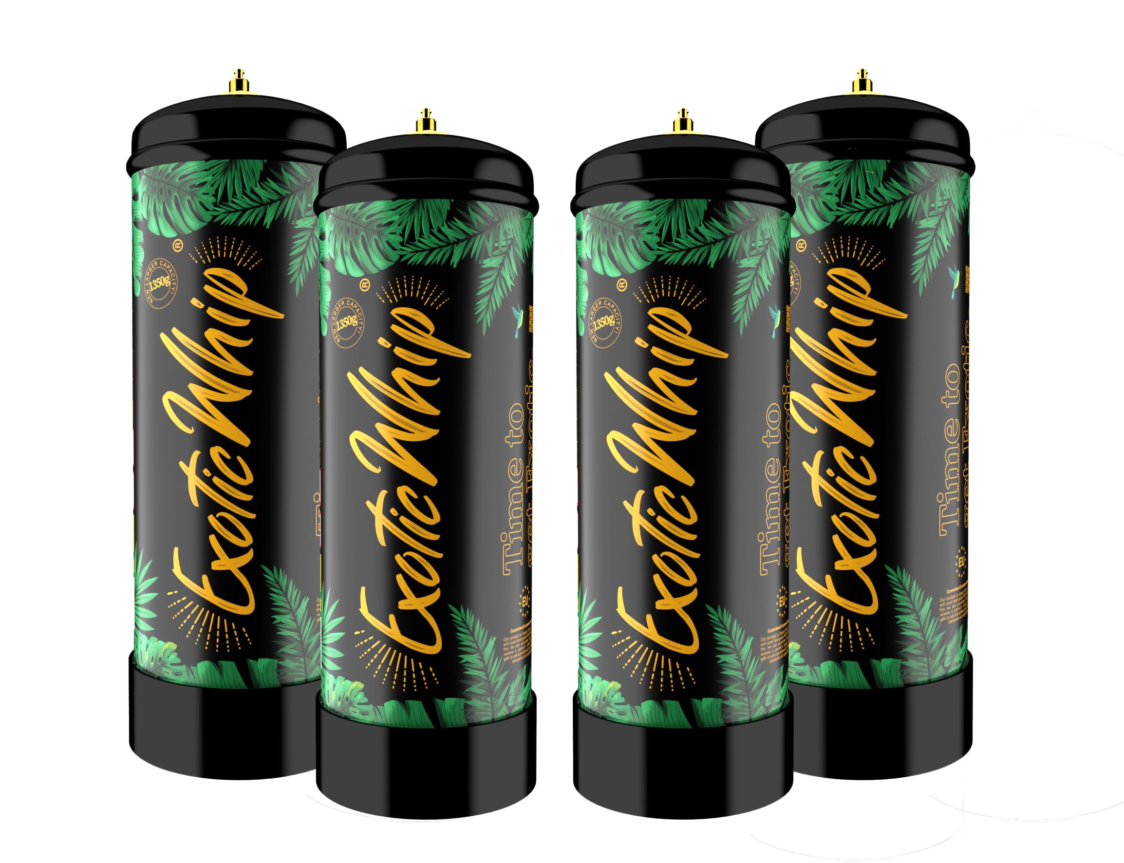Exotic Whip 1350G Whipped Cream Charger - European Food Grade Nitrous Oxide Whip It for your universal Whipped Cream Dispenser – (4 Nitrous Oxide Tanks)