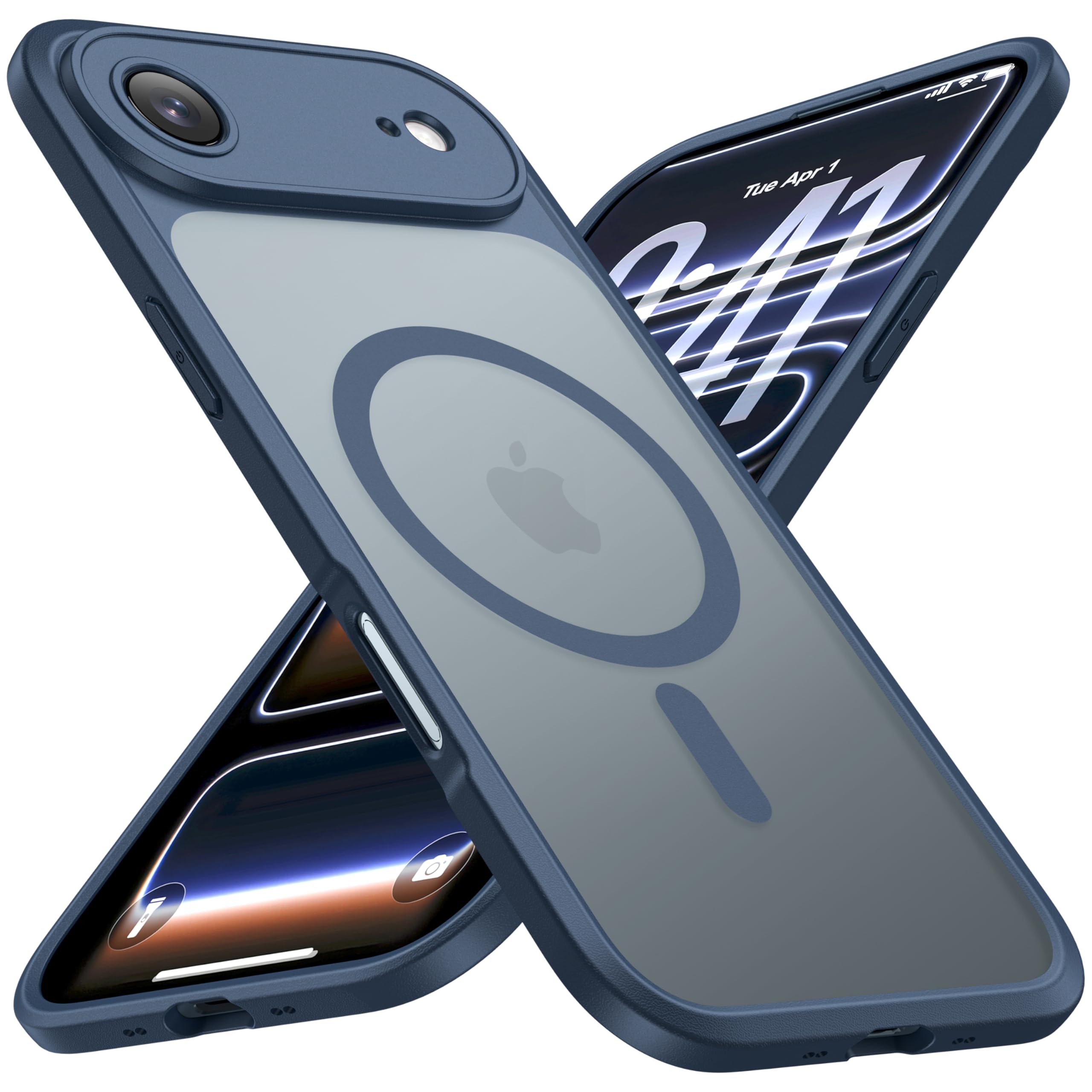 ImpactStrong Magnetic Guard Designed for iPhone 17 Air Case [Camera Protection] [Military Grade Drop Tested] [Compatible with MagSafe] Slim Translucent Matte Phone Case (6.6") - Navy Blue