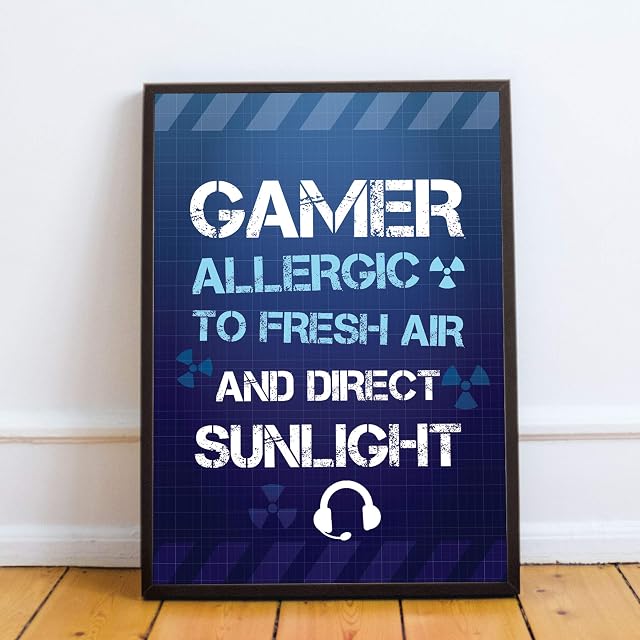 RED OCEAN Funny Gamer Gift For Boys Bedroom Gaming Print Hanging Wall Sign Framed Print Gift For Son Brother