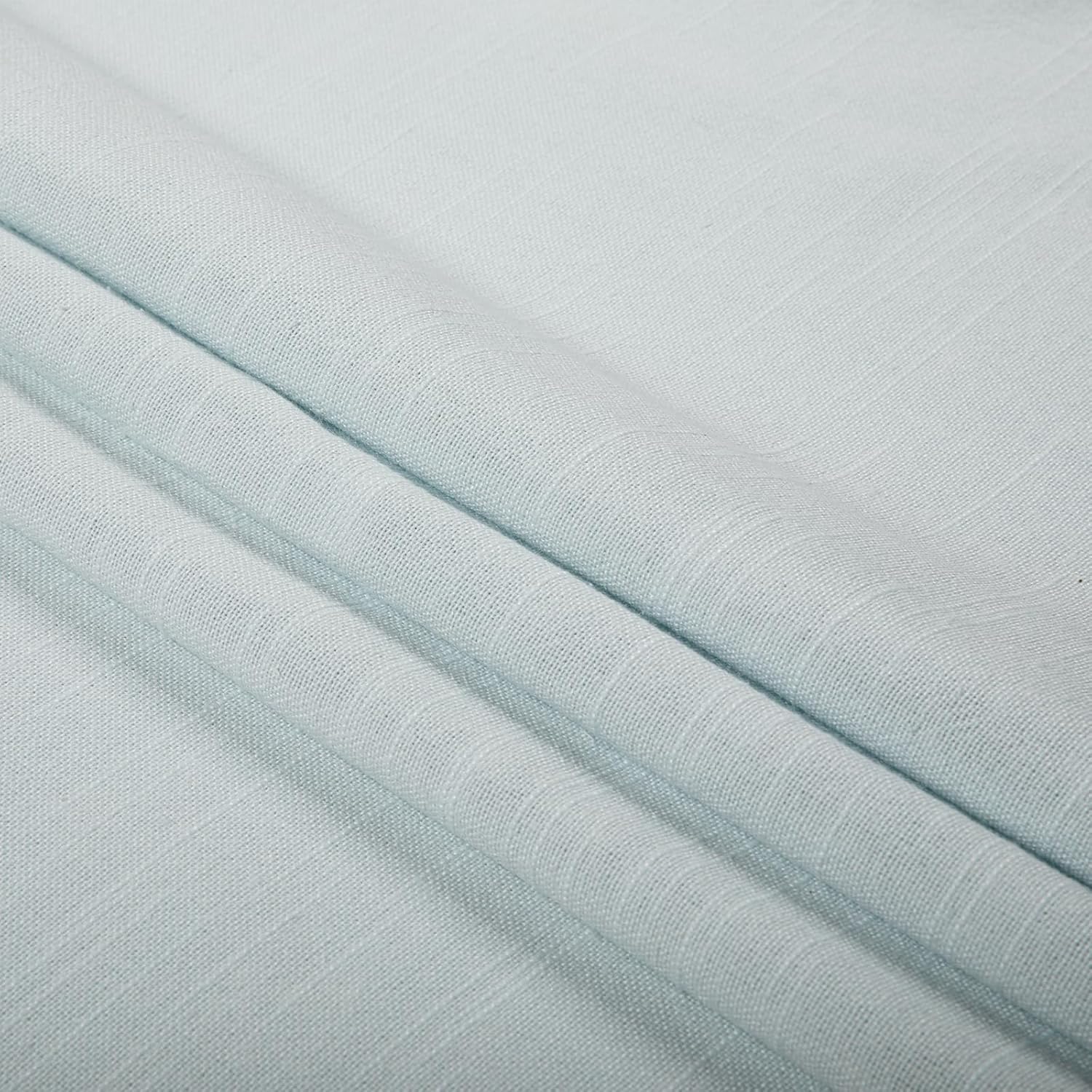 ChadMade Natural Linen Blend Cotton Curtain 84 Inches Long Light Reducing Drape for Home, Back Tab Rod Pocket Curtain Privacy Window Treatment (W34 x L84, 1 Panel, Light Blue)