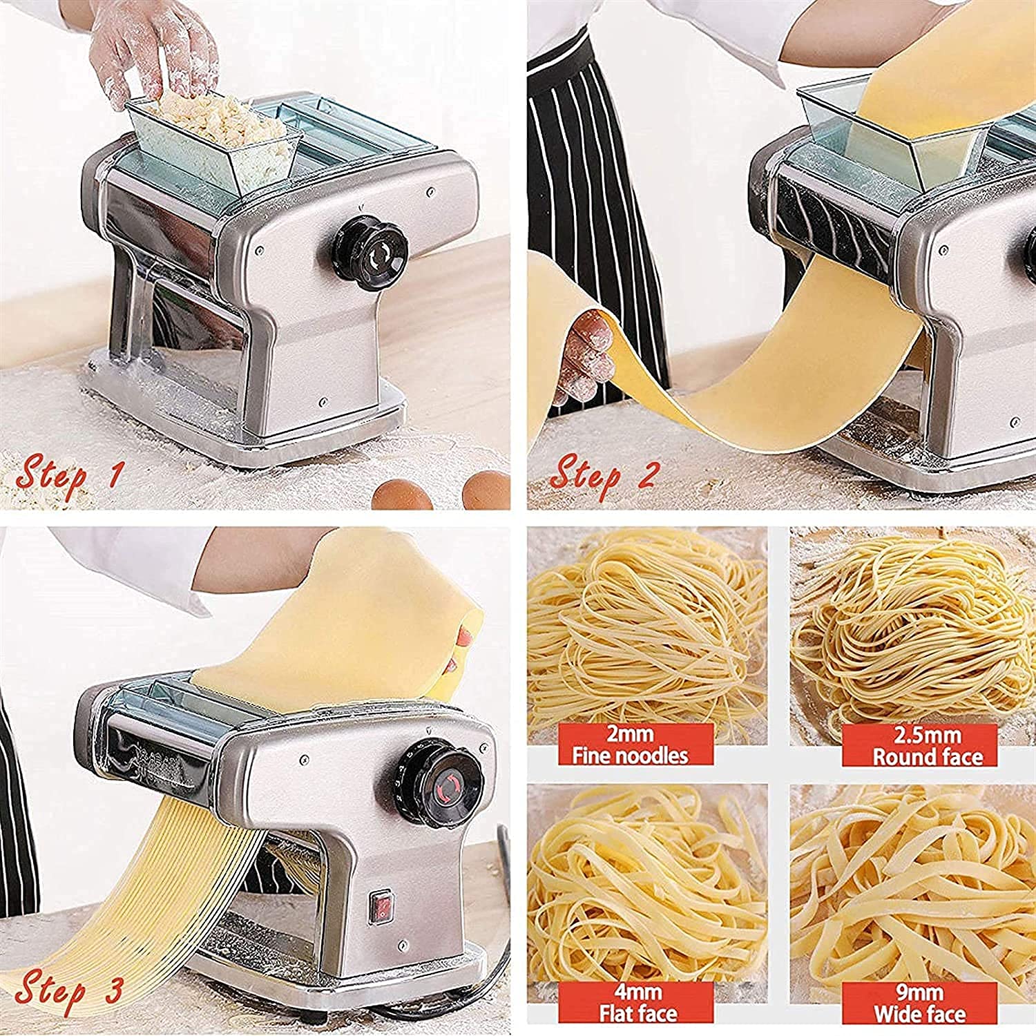 Máquina para Hacer Pasta, Máquina De Prensado Vertical, Cortador De Masa De Acero Inoxidable, Fabricante De Fideos (2 Cuchillos)