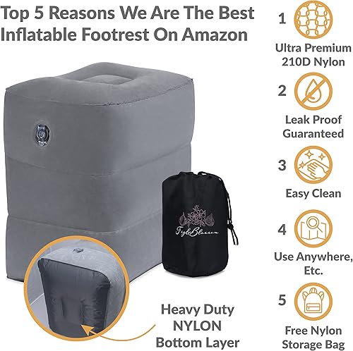 Miniatura 2 de Paquete de 2 almohadas inflables para reposapiés de avión  Cama inflable de viaje para niños  Reposapiés inflable de altura ajustable para viajes