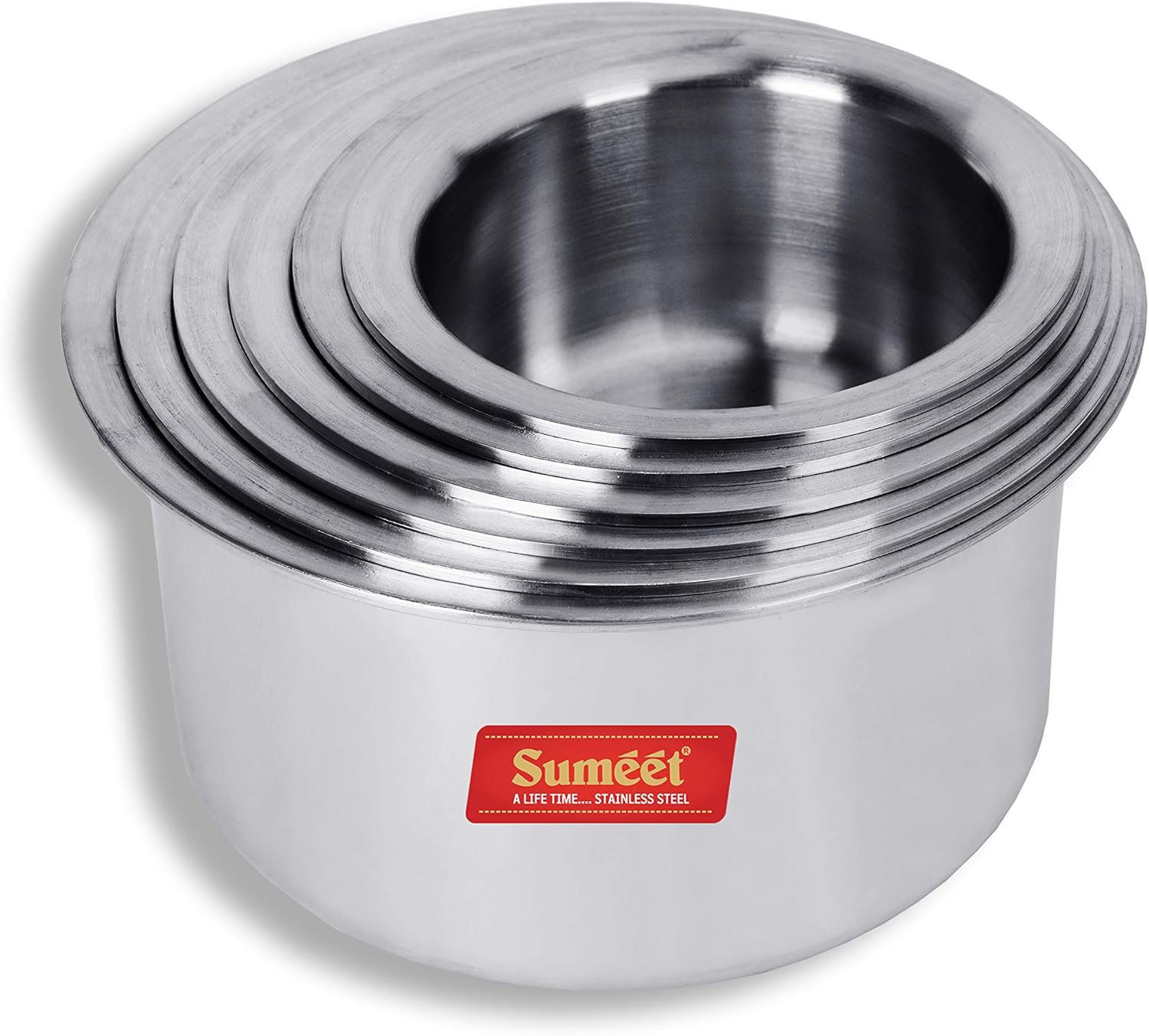 Sumeet 3mm Thick Aluminium Tope Set of 6 Pc (No. 9 to 14) Capacity 700ml to 3.2 Ltr