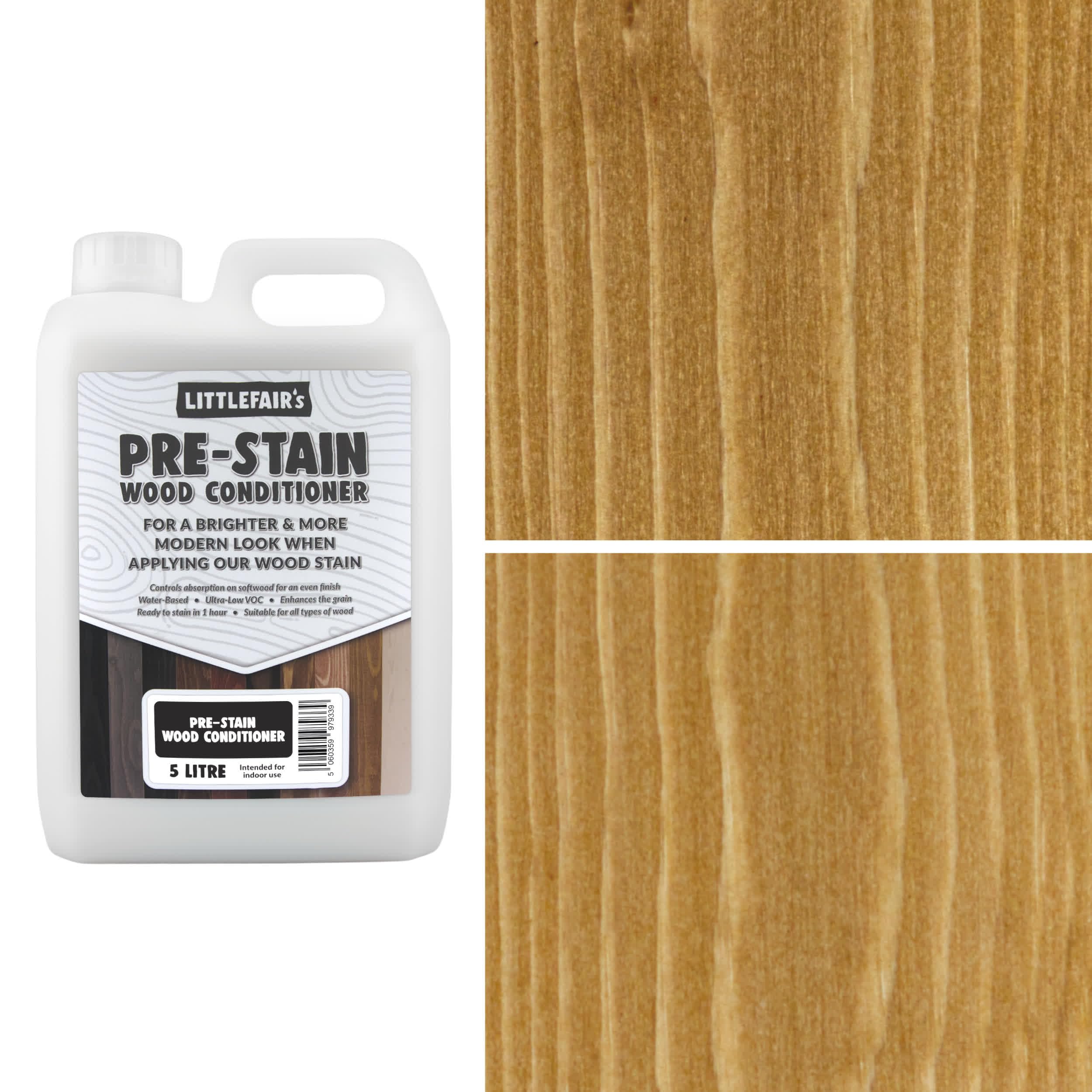 Littlefair's Clear Pre-Stain Wood Conditioner - Water-Based - Low Odour And Non-Toxic - For Use Before Staining Wood (5Ltr)