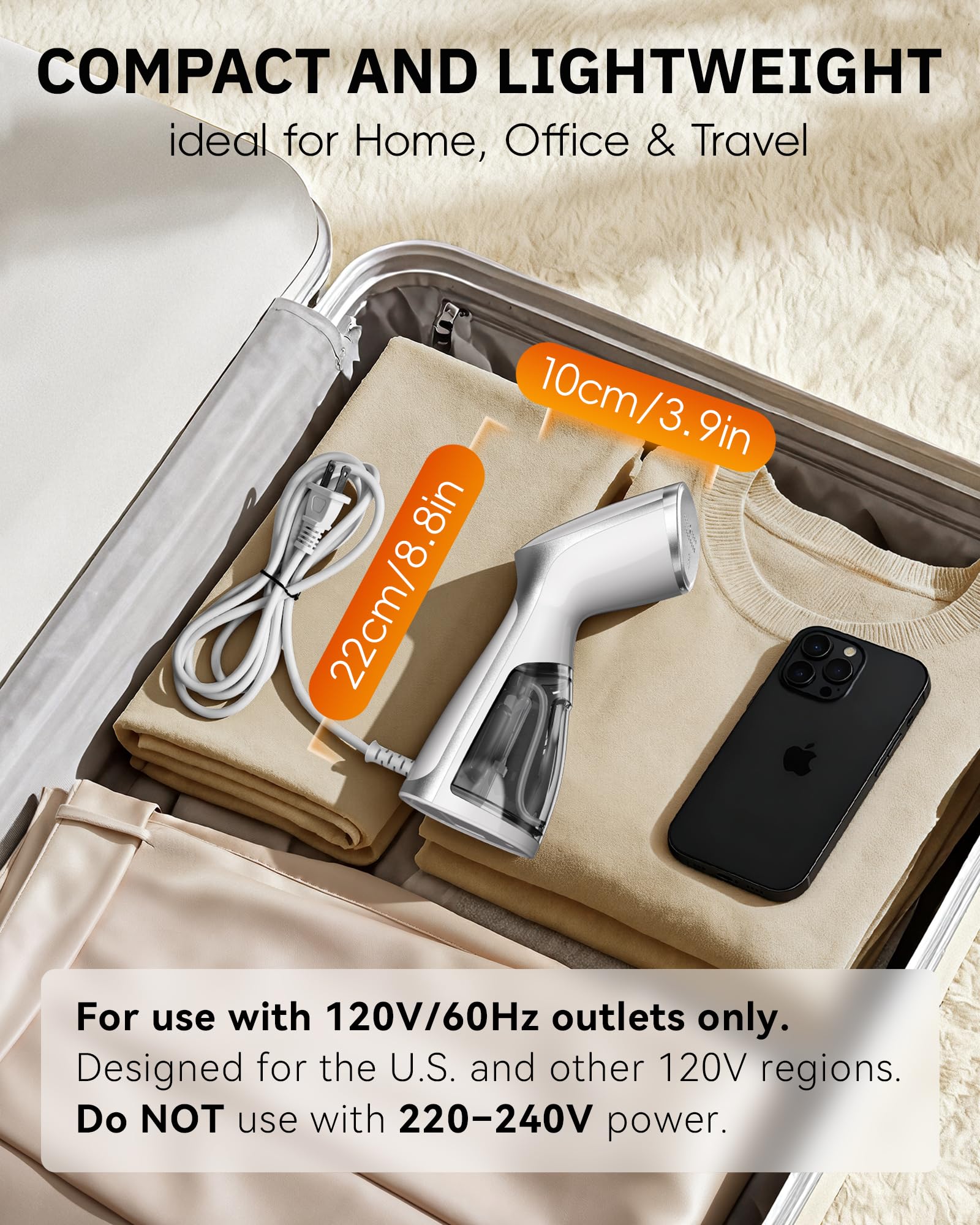 OGHom Portable Travel Handheld Steamer for Clothes, Garment Wrinkle Remover view 5