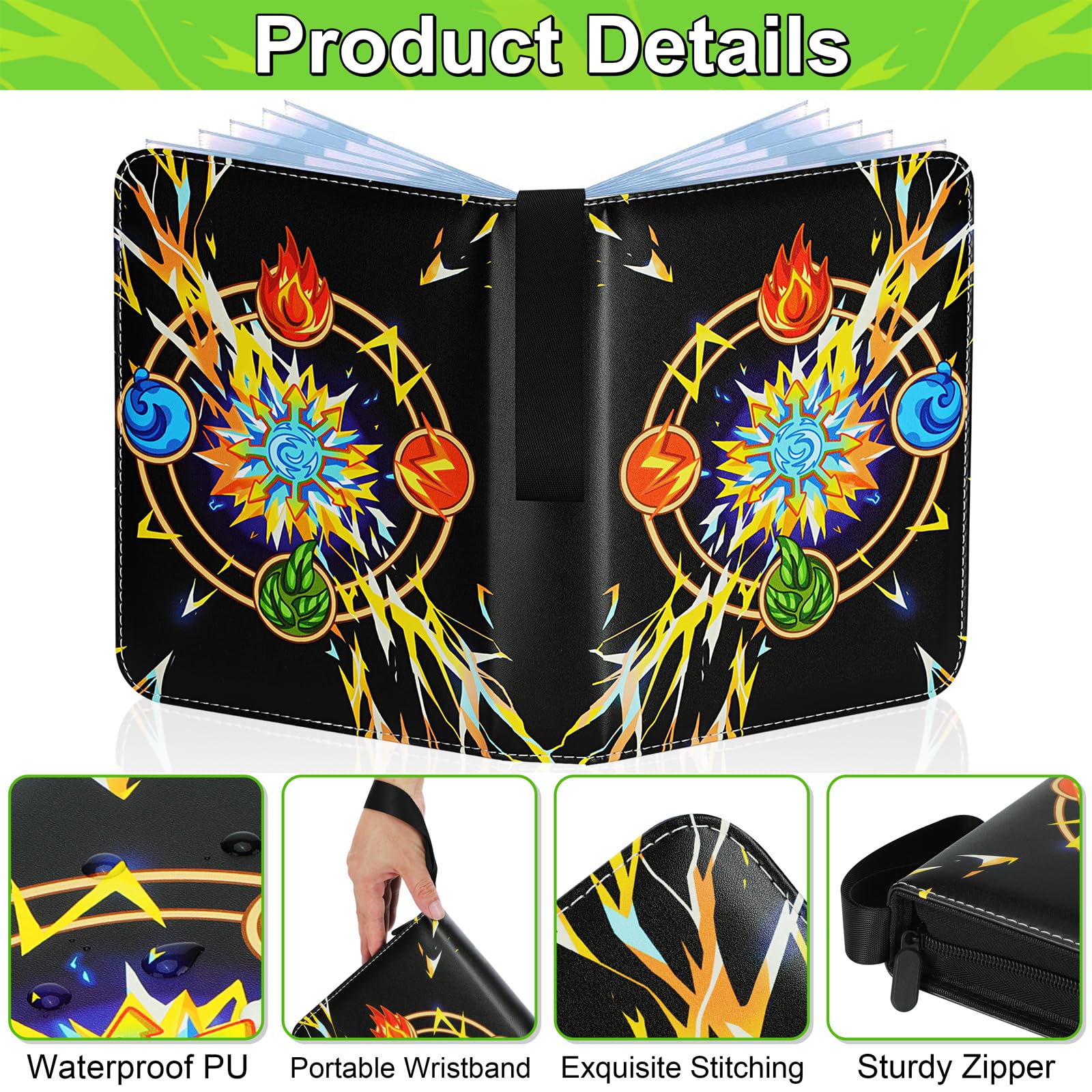 Raccoglitore per carte, raccoglitore per carte collezionabili a 9 tasche, con 50 maniche rimovibili, per 900 carte, ottimo design creativo, raccoglitore per collezione di carte, album regalo per