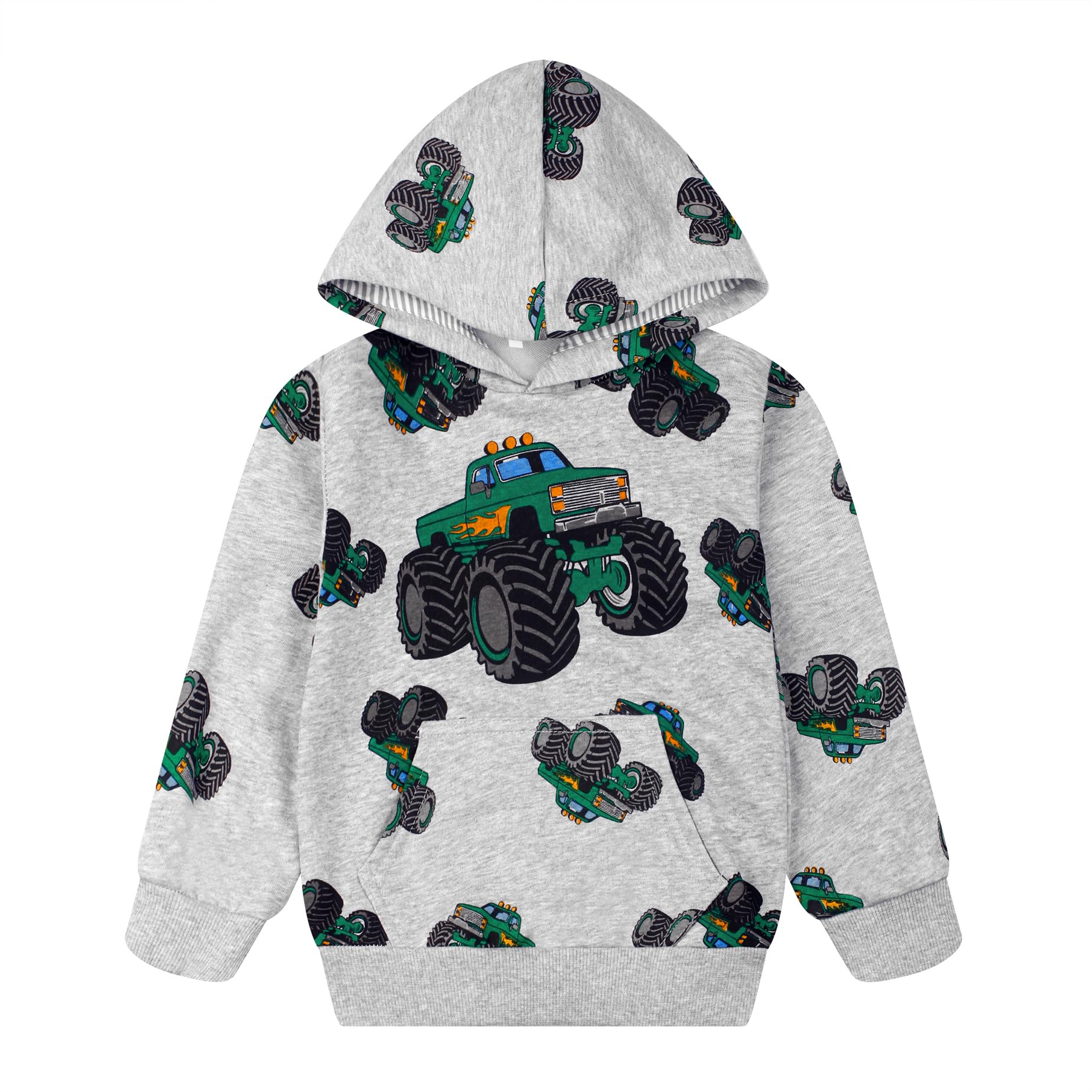 Toddler Boy Hoodie Cartoon Graphic Fall Clothes Kids Cute Sweatshirts With Kangaroo Pocket 2-8T