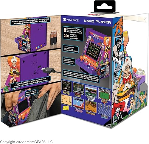 Miniatura 7 de MY ARCADE Data East Hits Nano Player - 4.5" Fully Playable Portable Mini Arcade Machine with 208 Retro Games, 2.4" Screen Color Display