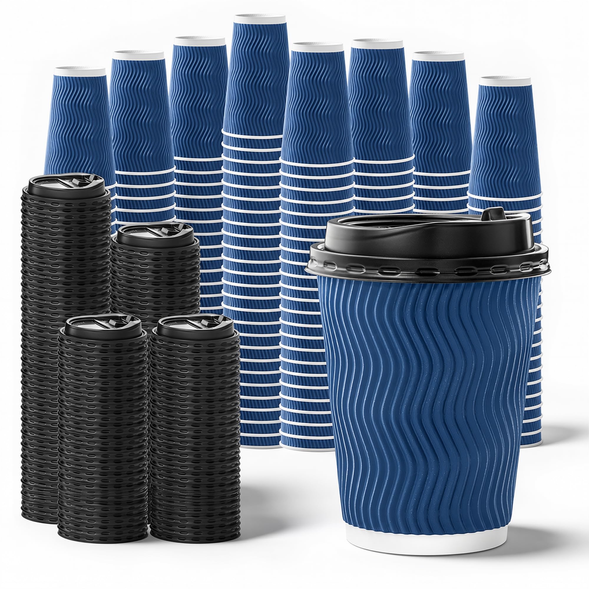 NUPANT 200 Pack 12oz Disposable Coffee Cups with Lids, To Go Paper Cups, Insulated Hot Pa…