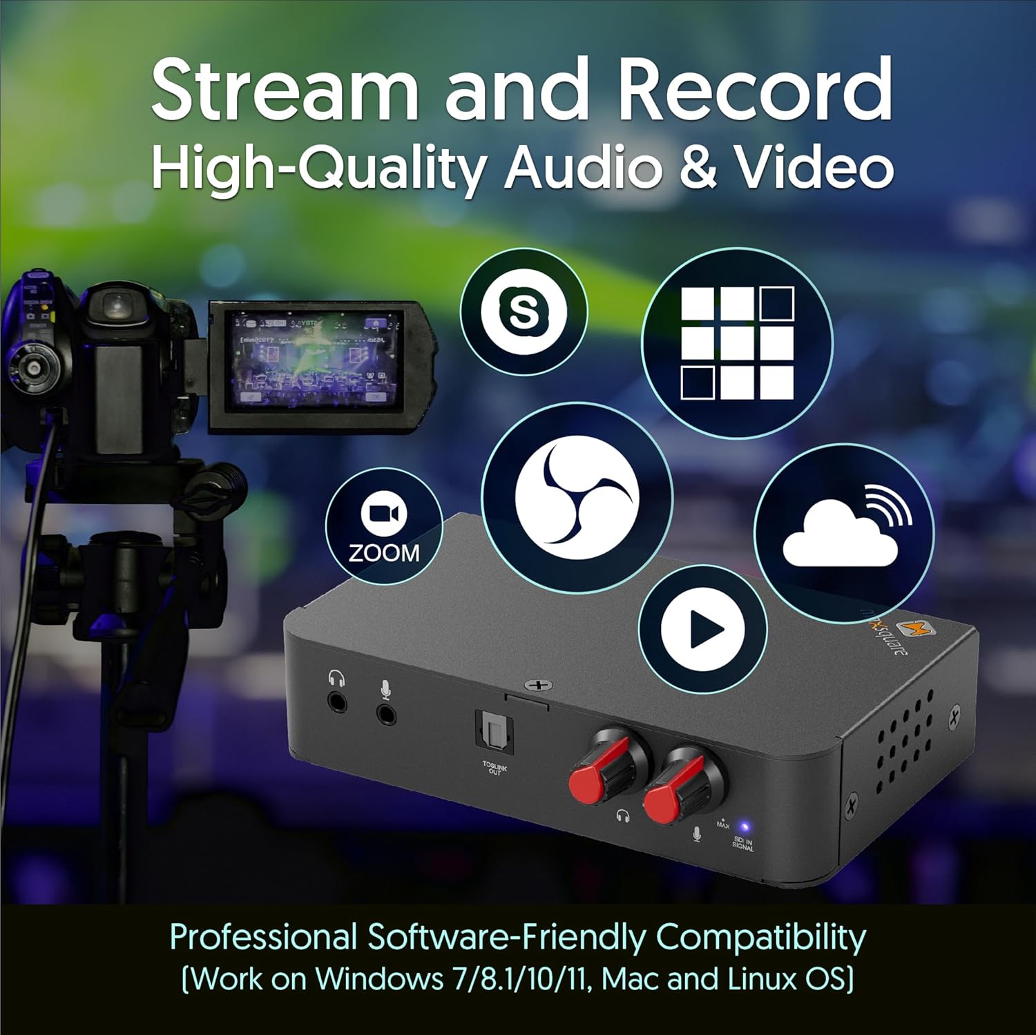12G SDI Capture Card, Up to 4K60, Audio Extraction, Mic Mix, USB 3.1, Ultra-Low Latency, Recording, Broadcast, Video Conferencing, SDI Camera, TAA Compliant