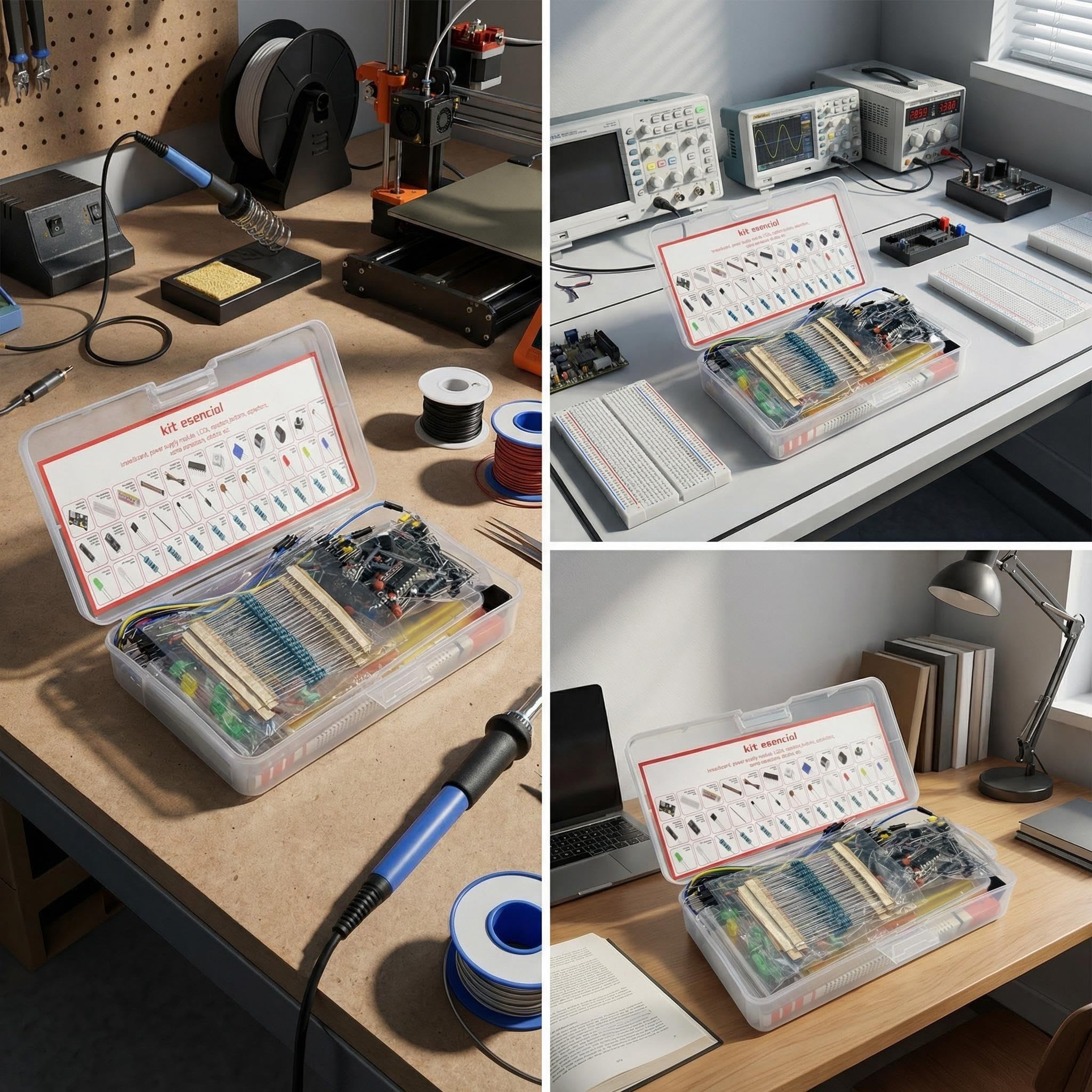 Compatibile con Arduino UNO R3 Starter Kit, componenti elettronici, scheda, sensori, LED, breadboard, cavi ponticello, alimentatore, resistenze, keycaps