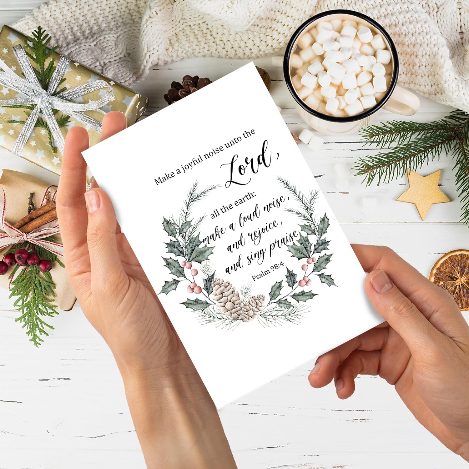 SuperShunhu 24 Pack Christian Christmas Cards, 6 Designs Religious Xmas Cards with Christmas Blessings Inside, Scripture Holiday Greeting Cards With Bible Verses - Image 4