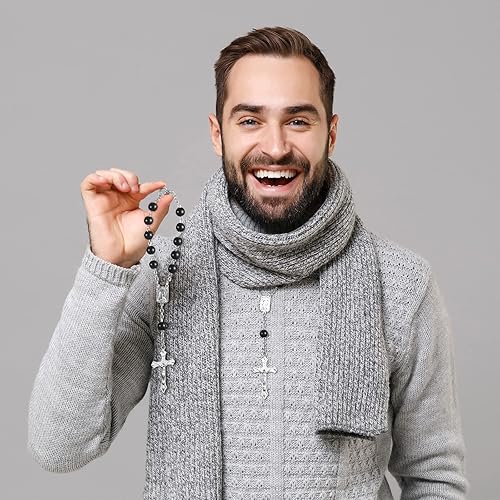 Miniatura 5 de Rosario automático para espejo retrovisor, cuentas de cristal de perlas, pulsera católica, rosario, católico, para mujeres, hombres, rosario de