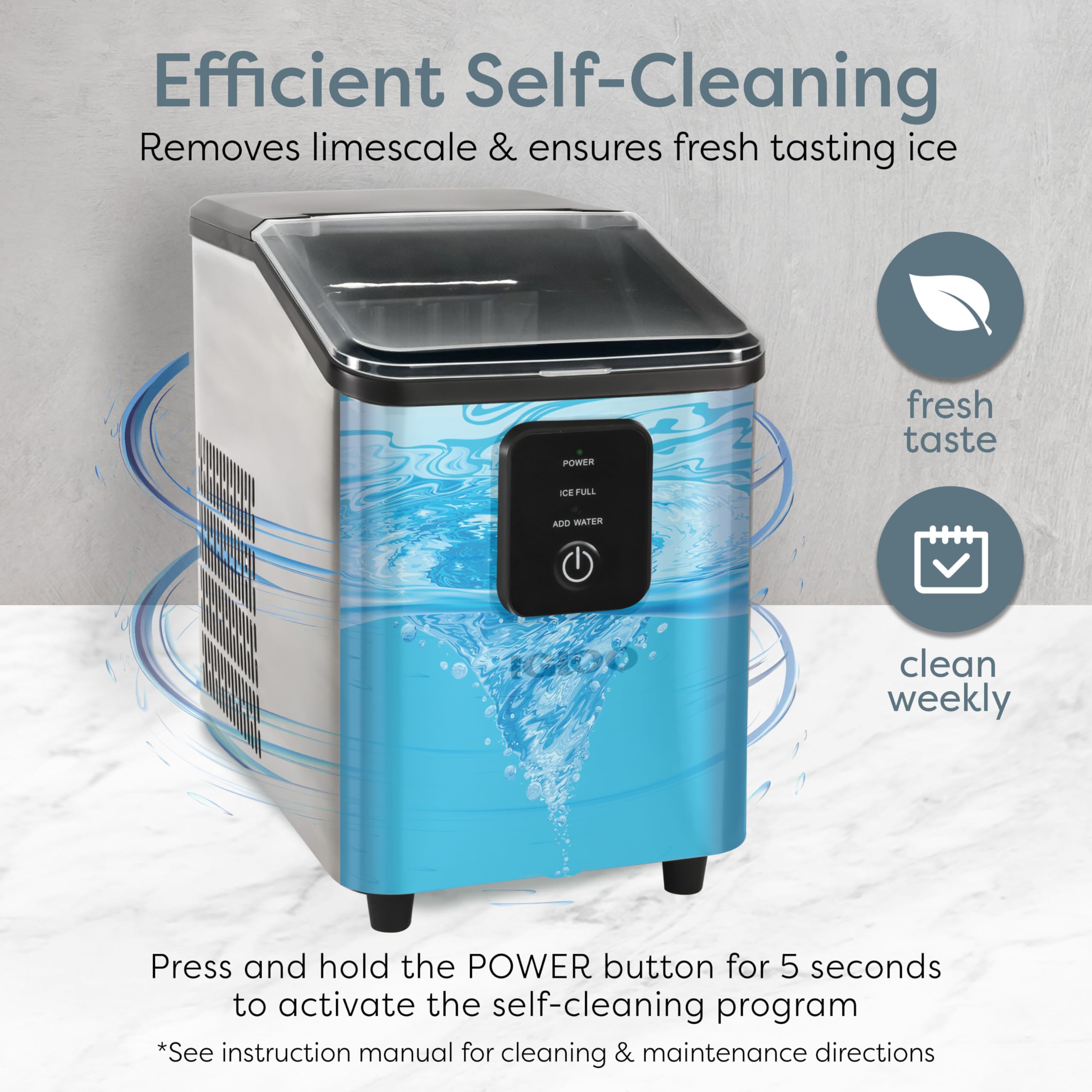 Igloo Portable Ice Maker With Scoop - Countertop Ice Maker With LED Control Panel & 1.5 Quart Water Tank - Ice Cube Maker Produces 26 Lbs. Of Ice In 24 Hours With 9 Large Or Small Cubes In 7 Minutes on Fridge.com - View 6
