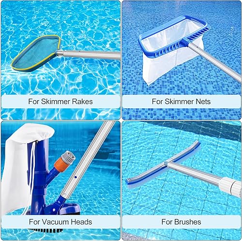 Miniatura 6 de S-Union Poste telescópico grueso de 16.5 pies, poste de limpieza de piscina de aluminio resistente mejorado, longitud ajustable de 6.5 a 16.5 pies,