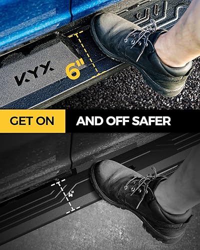 Miniatura 6 de KYX Estribos laterales de 6 pulgadas para Chevy SilveradoGMC Sierra 1500 2007-2018 y 2007-2019 2500HD3500HD Crew Cab (barras laterales de barra