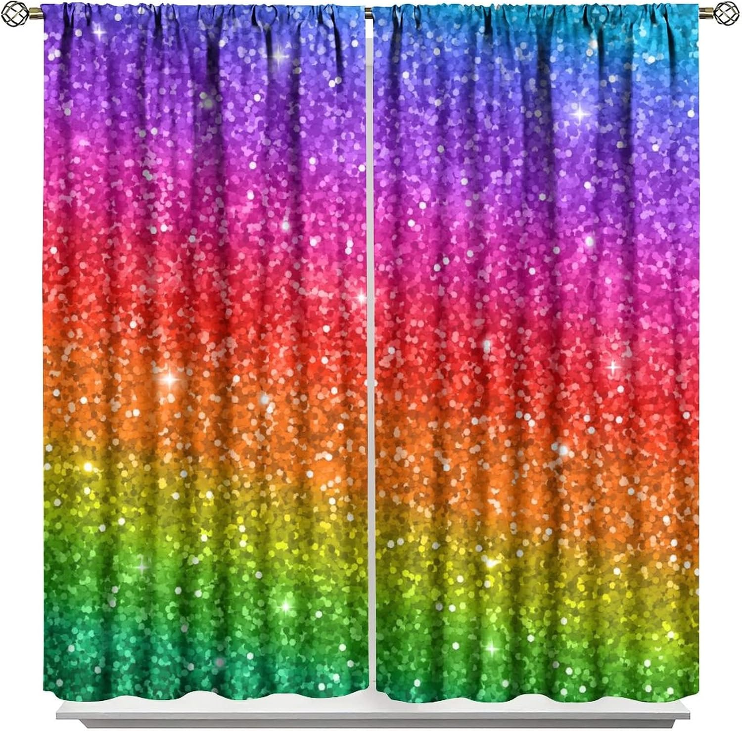Colorful Rainbow Window Curtain Blackout Rod Pocket Abstract Art Printed Window Drapes for Bedroom Living Room Kitchen Bathroom 2 Panels 42x45in