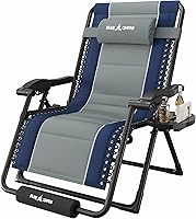 Vista 14 de Amopatio Silla de gravedad cero con portavasos para patio al aire libre con reposapiés y reposacabezas para interiores y exteriores, soporta 400