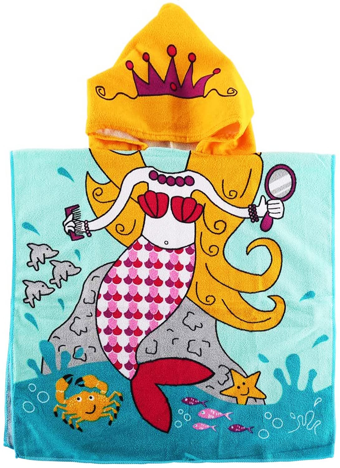 JFAN Toalla Playa de Niño Poncho Toallas Microfibra de Baño Pareo Piscina para Niña 3-8 años