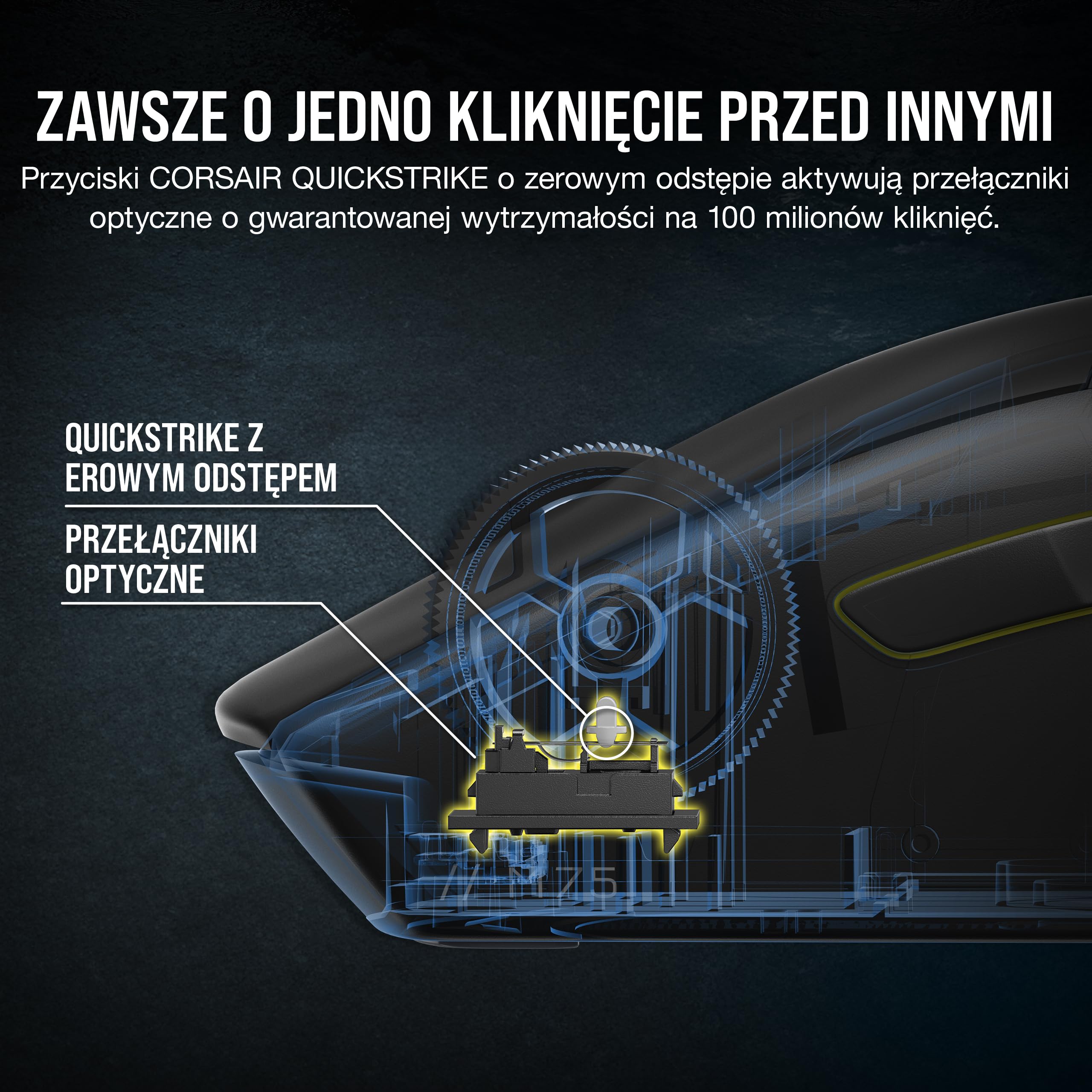 CORSAIR M75 WIRELESS RGB Lekka Mysz do Gier FPS – 26 000 DPI – Wymienne Przyciski Boczne – Kompatybilna z iCUE – PC – Czarny