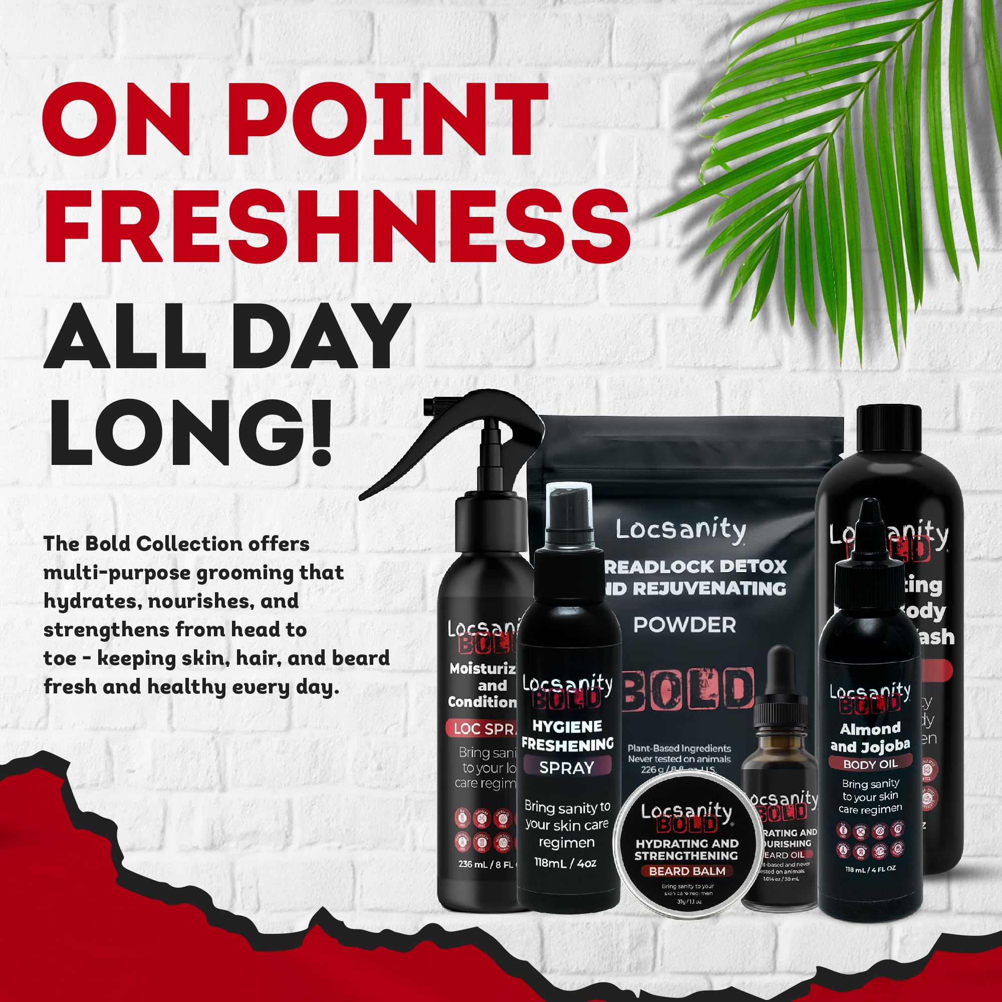 Locsanity BOLD Men’s Bundle – 7-in-1 Premium Grooming Set: Loc Spray, 3-in-1 Body Wash, Hygiene Spray, Men’s Body Oil, Beard Oil, Dreadlock Powder, Almond & Jojoba Oil | Dreads & Locs Moisturizer