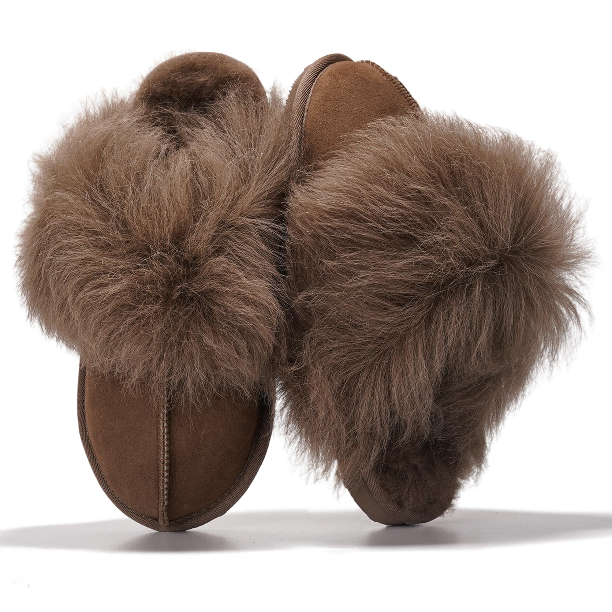 Project Cloud 100% Genuine Leather Slippers for Women Footwear with Genuine Fur Lining Womens Clogs & Mule - Non-Slip Indoor/Outdoor Scuff Womens