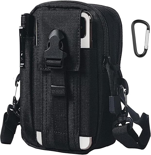 flintronic Tactical Waist Bags, Universal Outdoor Waist Bag | Molle EDC Pouch + Outdoor Hook | Utility Gadget Waist Bag with Cell Phone Holster for Sports, Hiking, Camping, Traveling